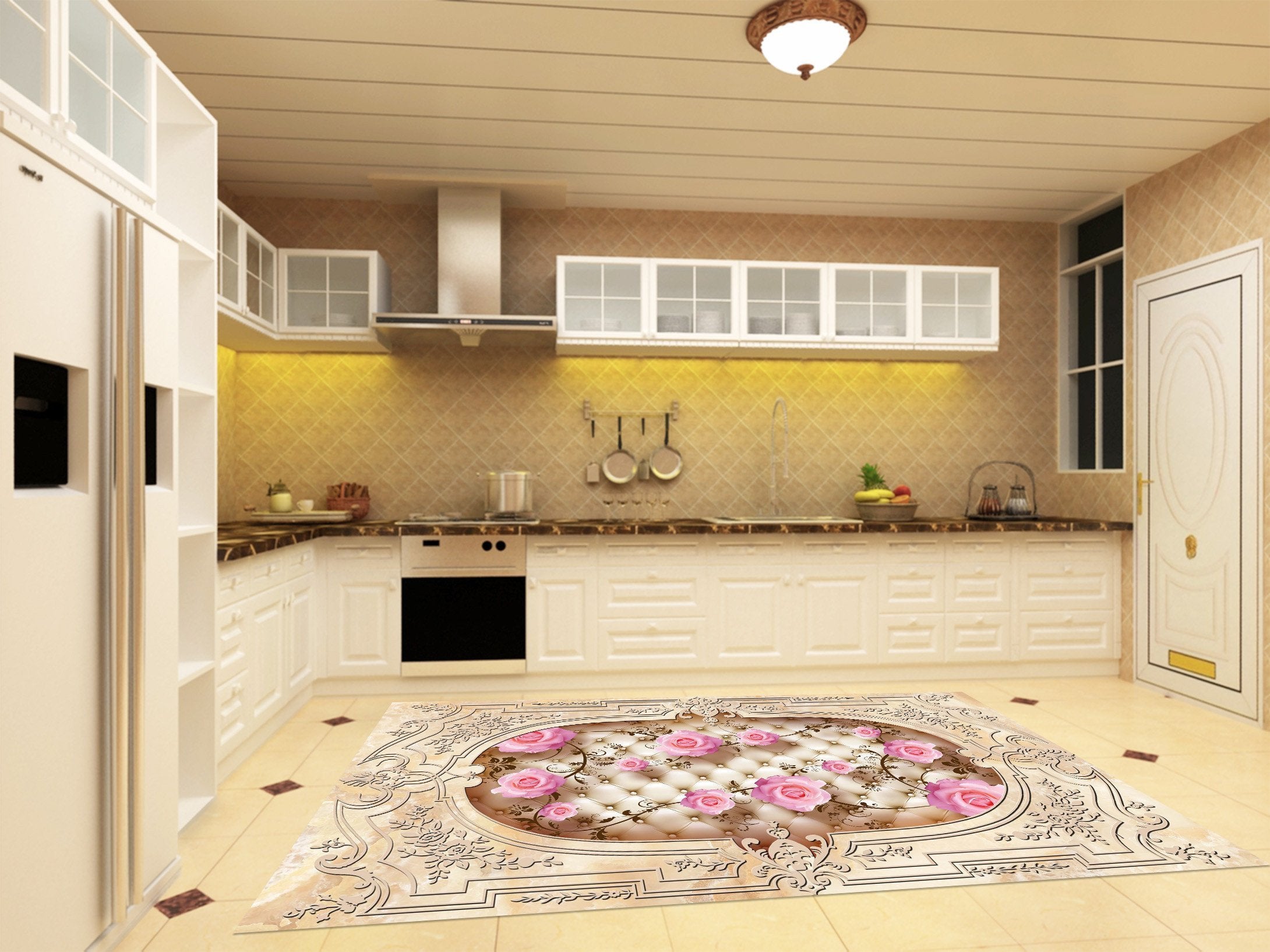 3D Flower Vine Pattern 558 Kitchen Mat Floor Mural Wallpaper AJ Wallpaper