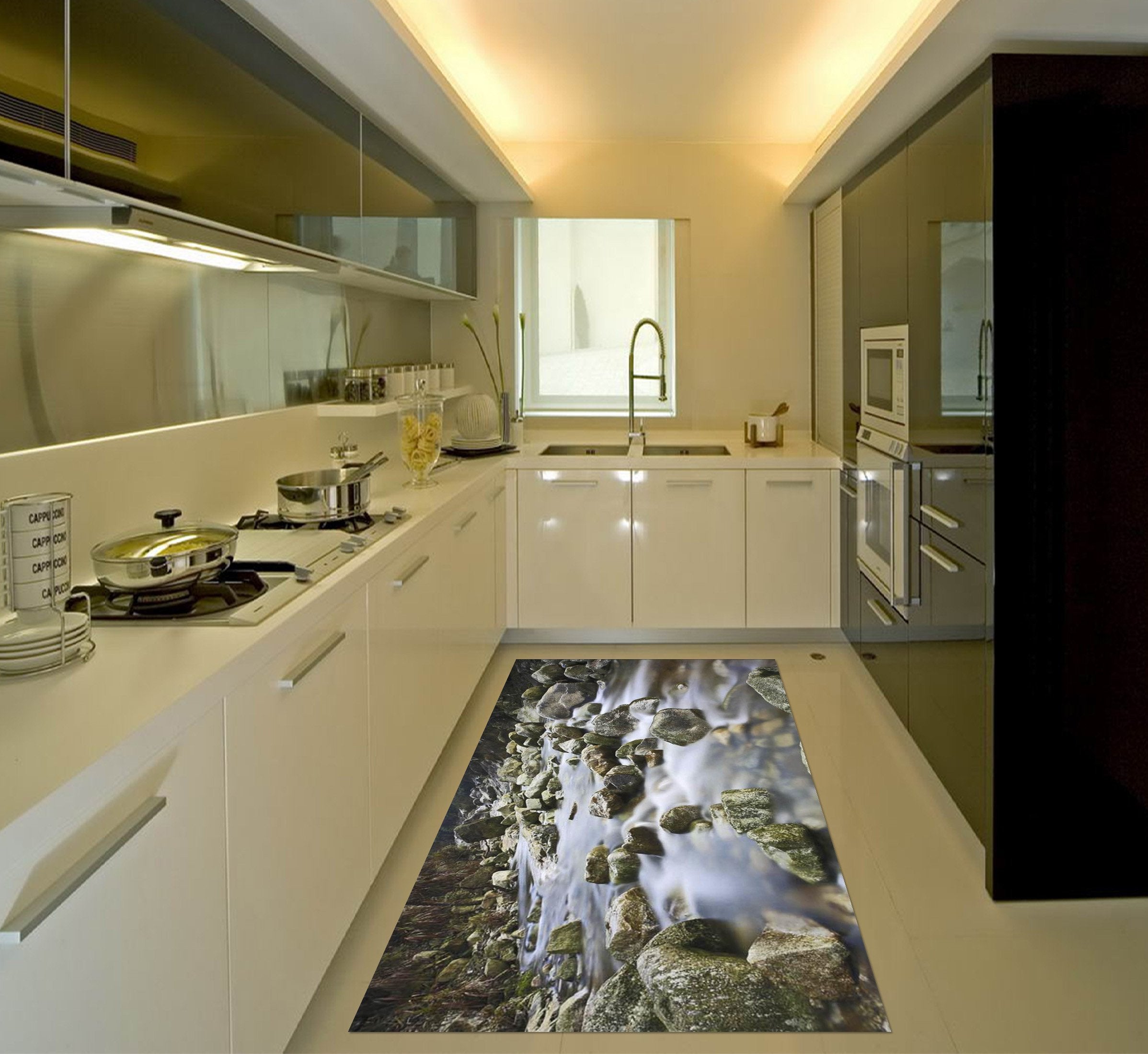 3D Creek Rocks 031 Kitchen Mat Floor Mural Wallpaper AJ Wallpaper