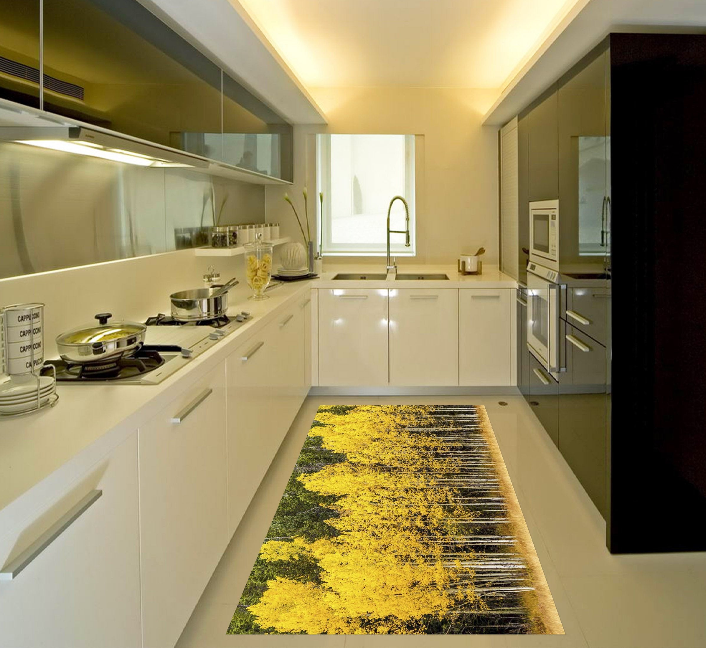 3D Yellow Trees 533 Kitchen Mat Floor Mural Wallpaper AJ Wallpaper