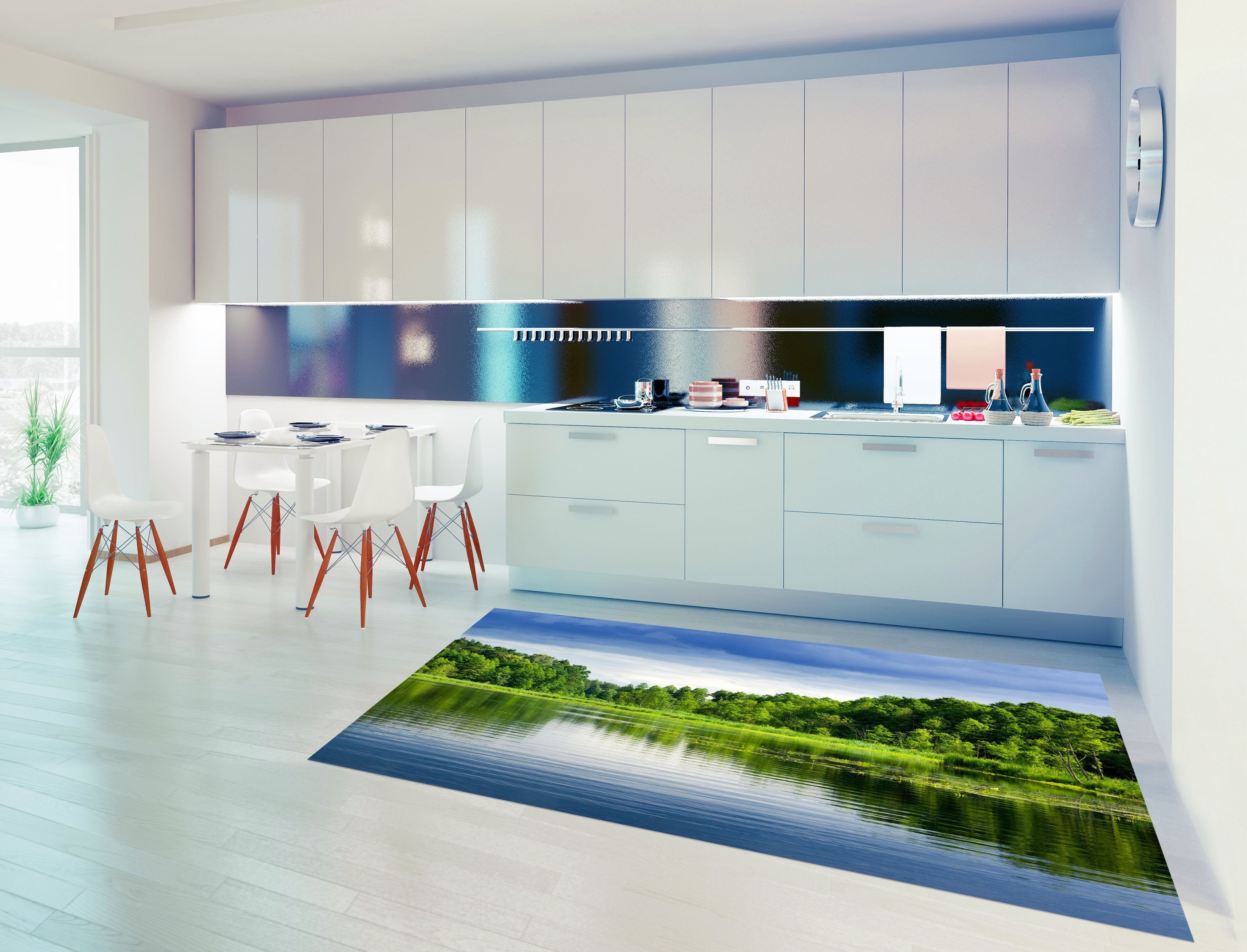 3D Lake Scenery Kitchen Mat Floor Mural Wallpaper AJ Wallpaper