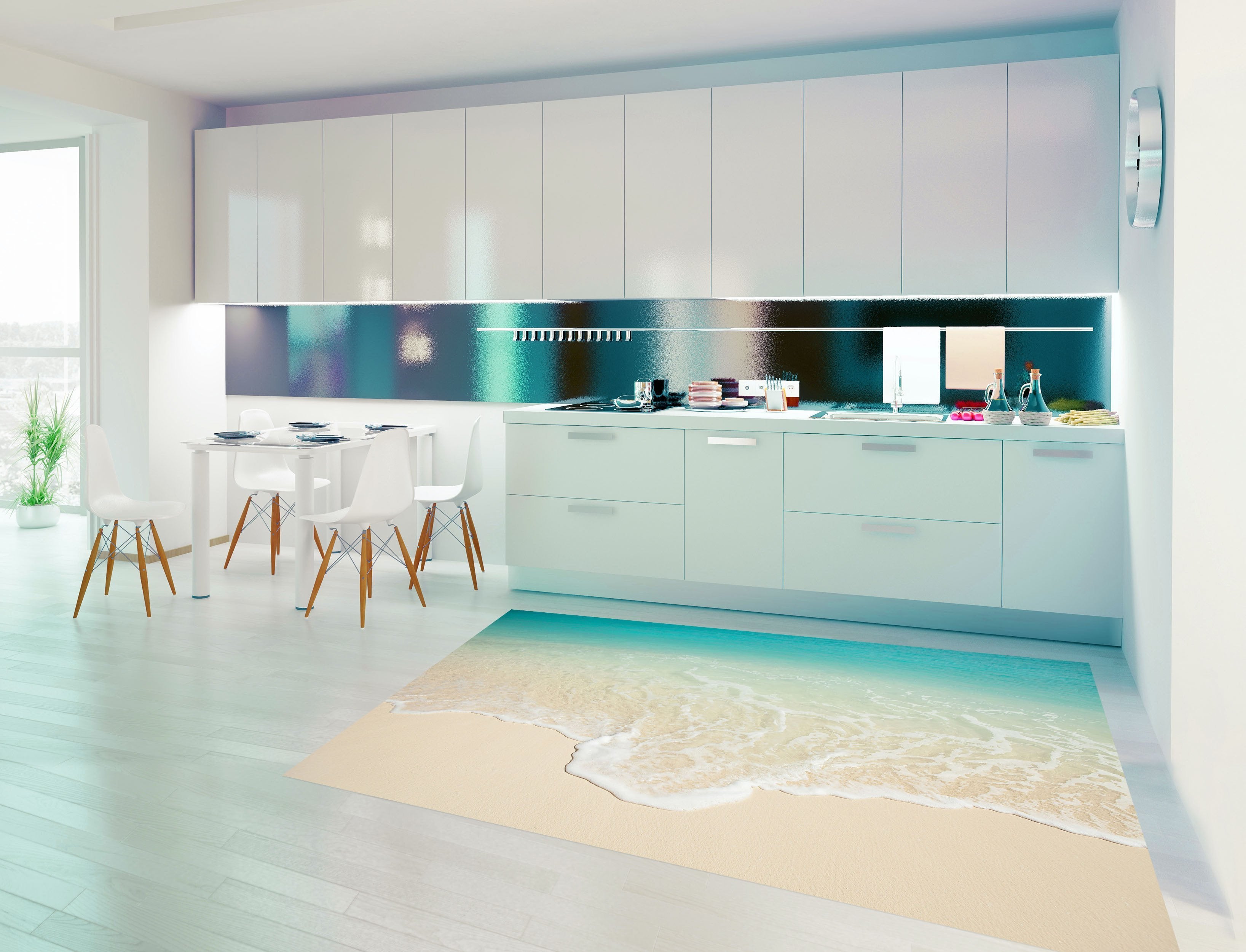 3D Quiet Beach 667 Kitchen Mat Floor Mural Wallpaper AJ Wallpaper