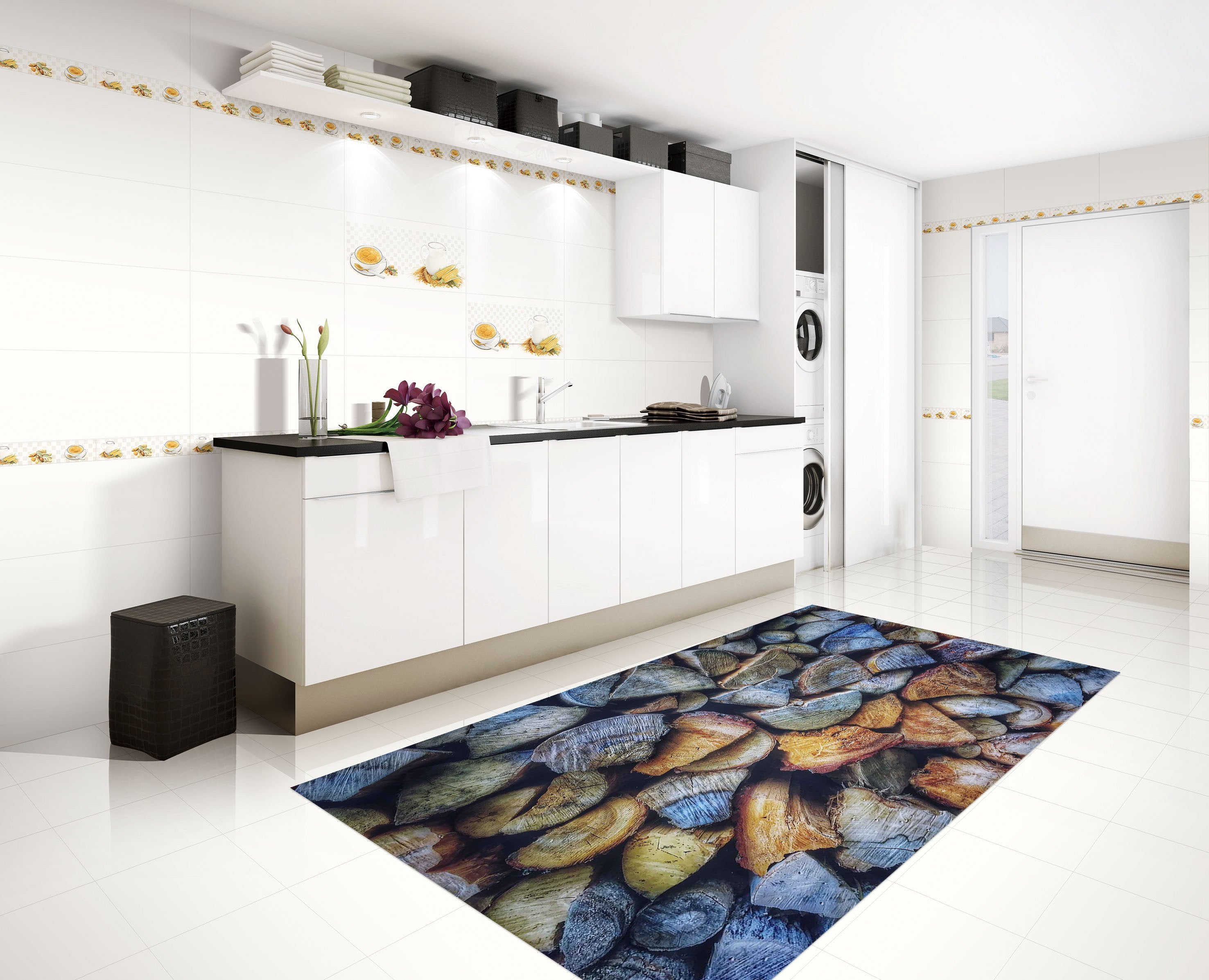 3D Stacked Wood 551 Kitchen Mat Floor Mural Wallpaper AJ Wallpaper