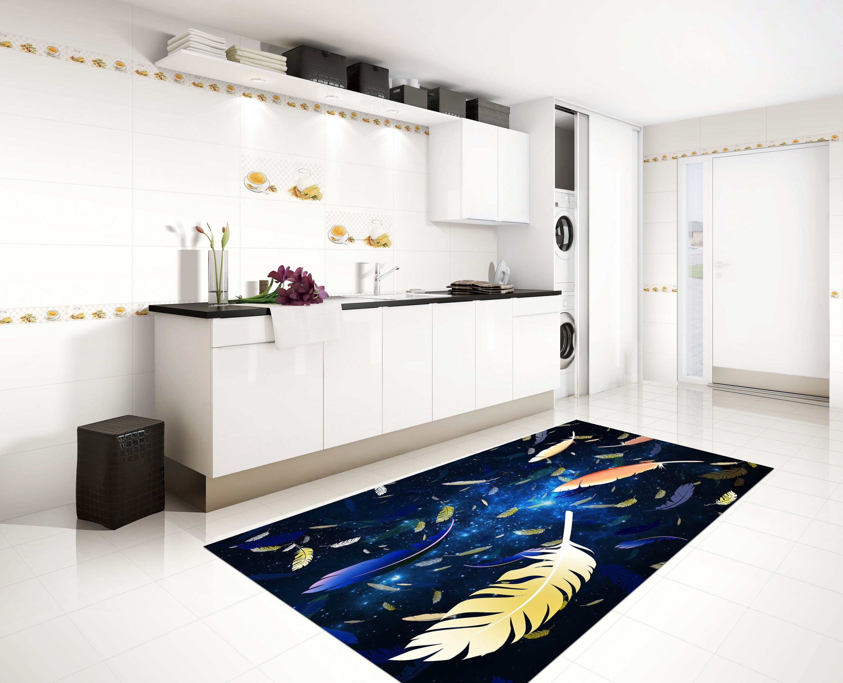 3D Stars Sky Feathers 515 Kitchen Mat Floor Mural Wallpaper AJ Wallpaper
