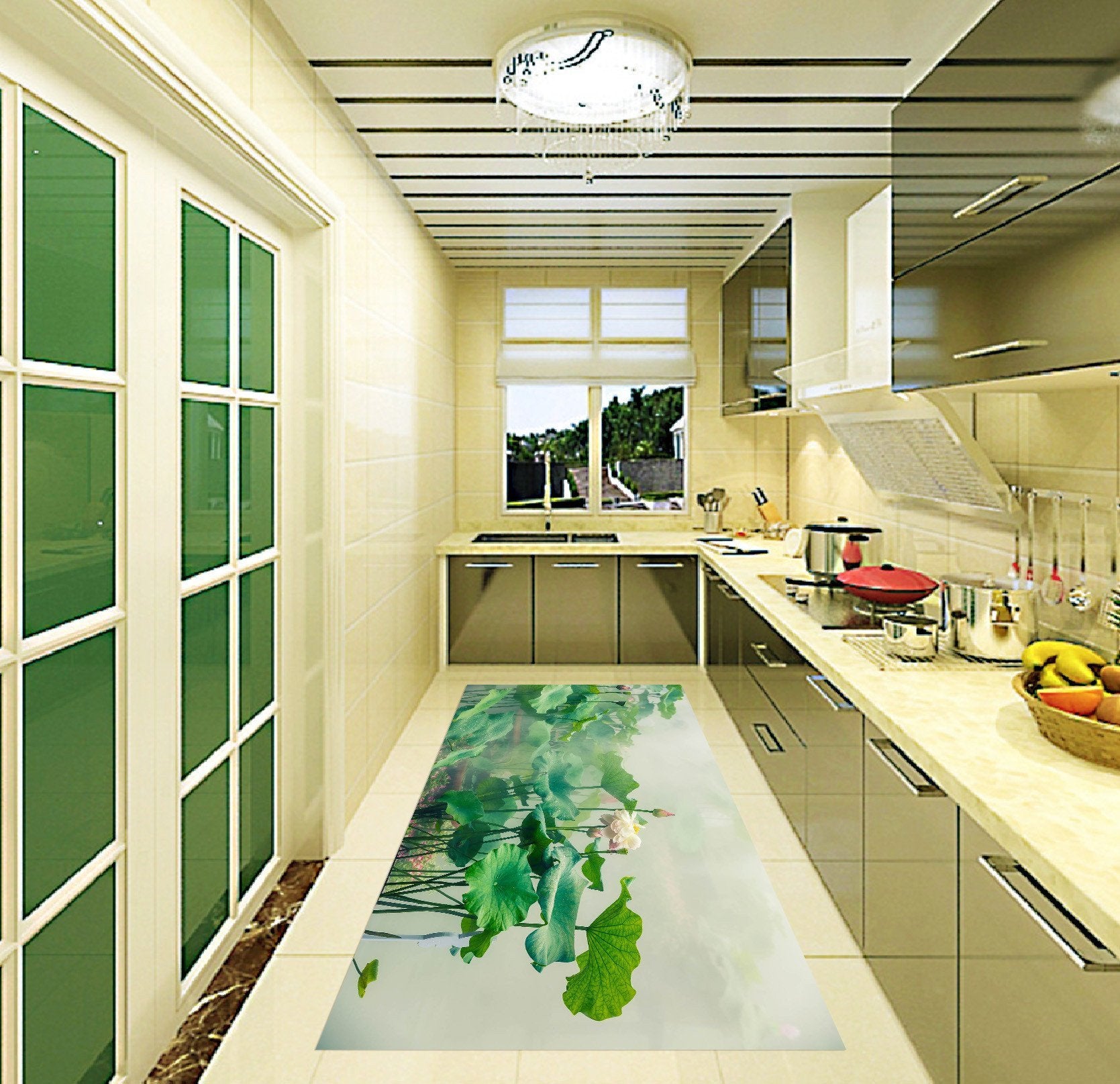 3D Misty Lotus Flowers 53 Kitchen Mat Floor Mural Wallpaper AJ Wallpaper