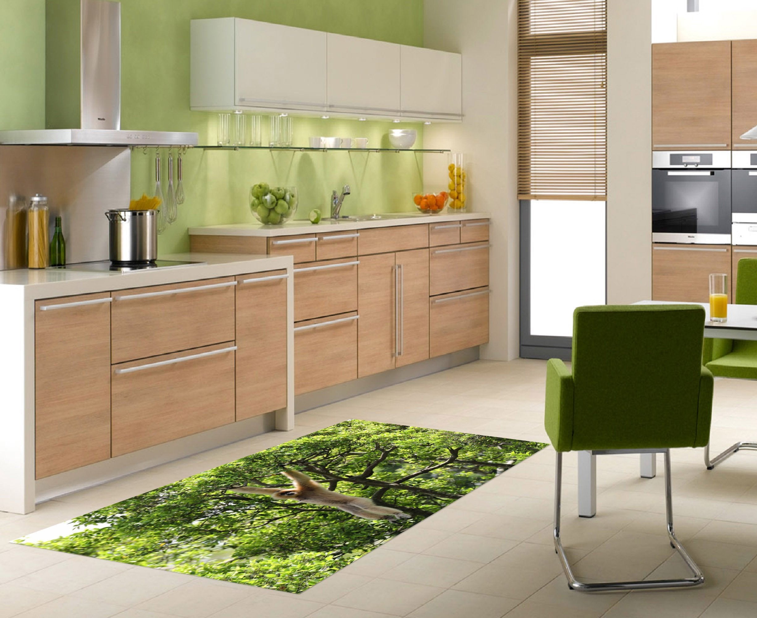 3D Forest Naughty Monkey 648 Kitchen Mat Floor Mural Wallpaper AJ Wallpaper
