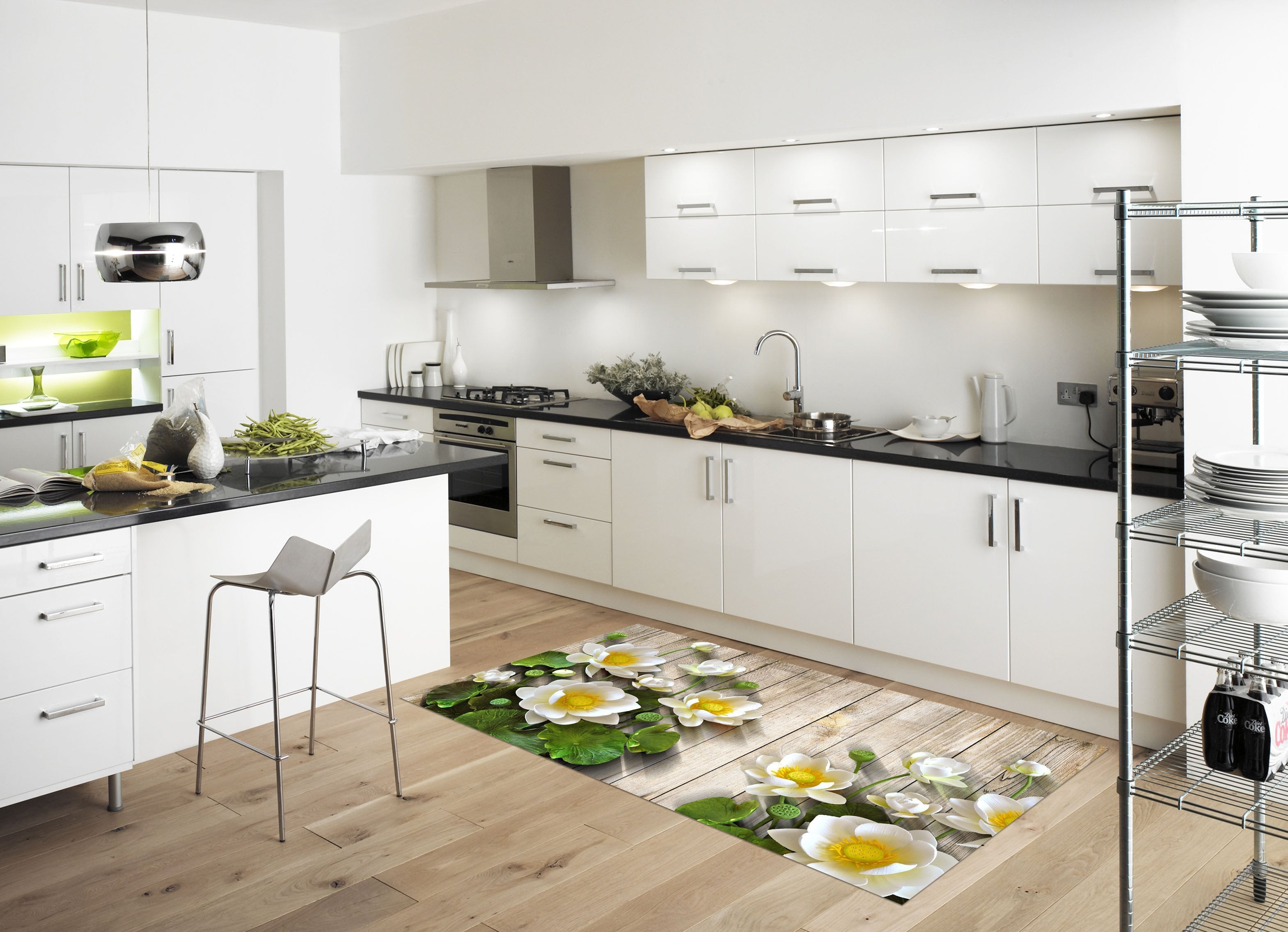 3D Wooden Boards Flowers 08 Kitchen Mat Floor Mural Wallpaper AJ Wallpaper