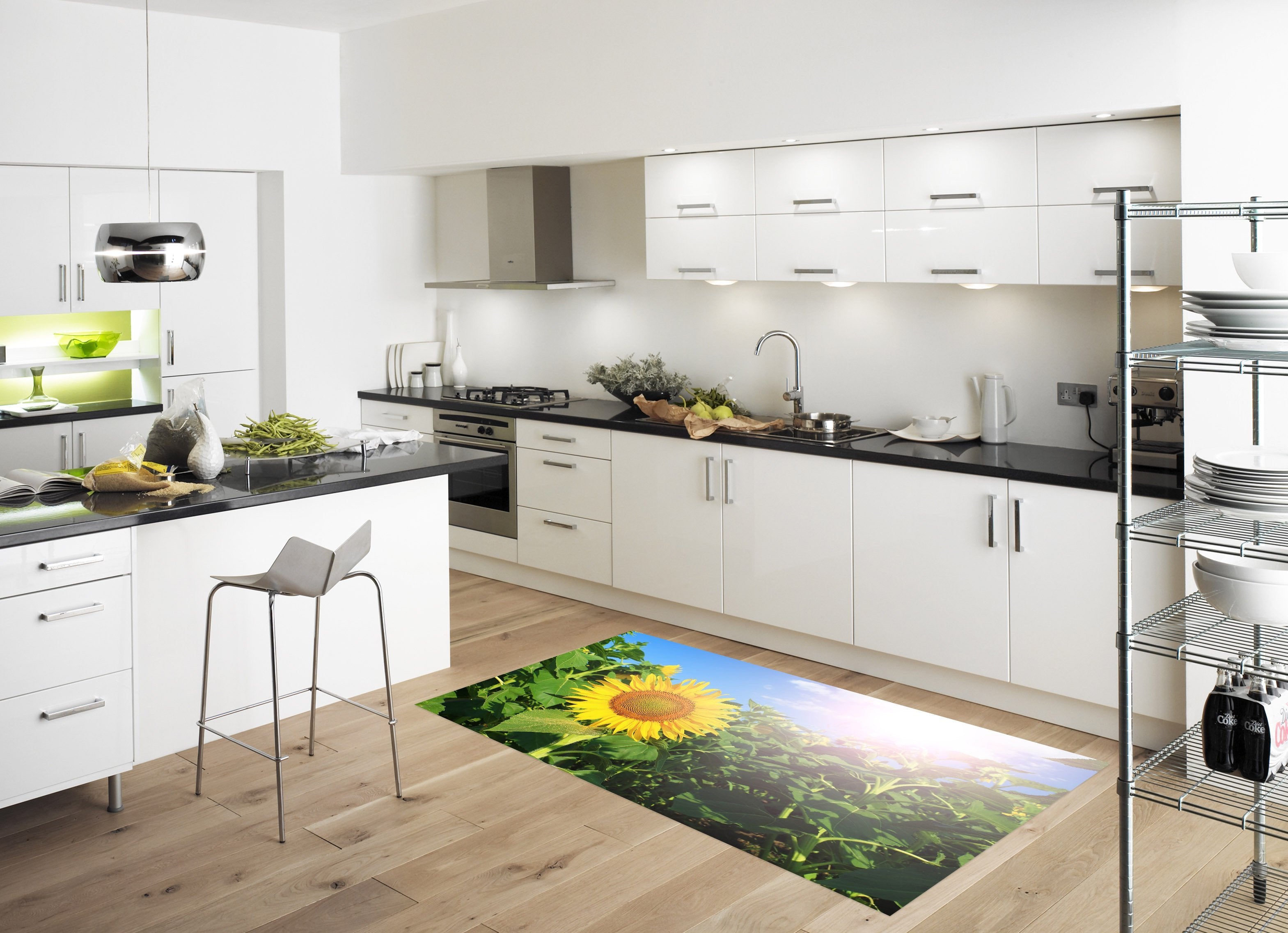 3D Lush Sunflowers 121 Kitchen Mat Floor Mural Wallpaper AJ Wallpaper