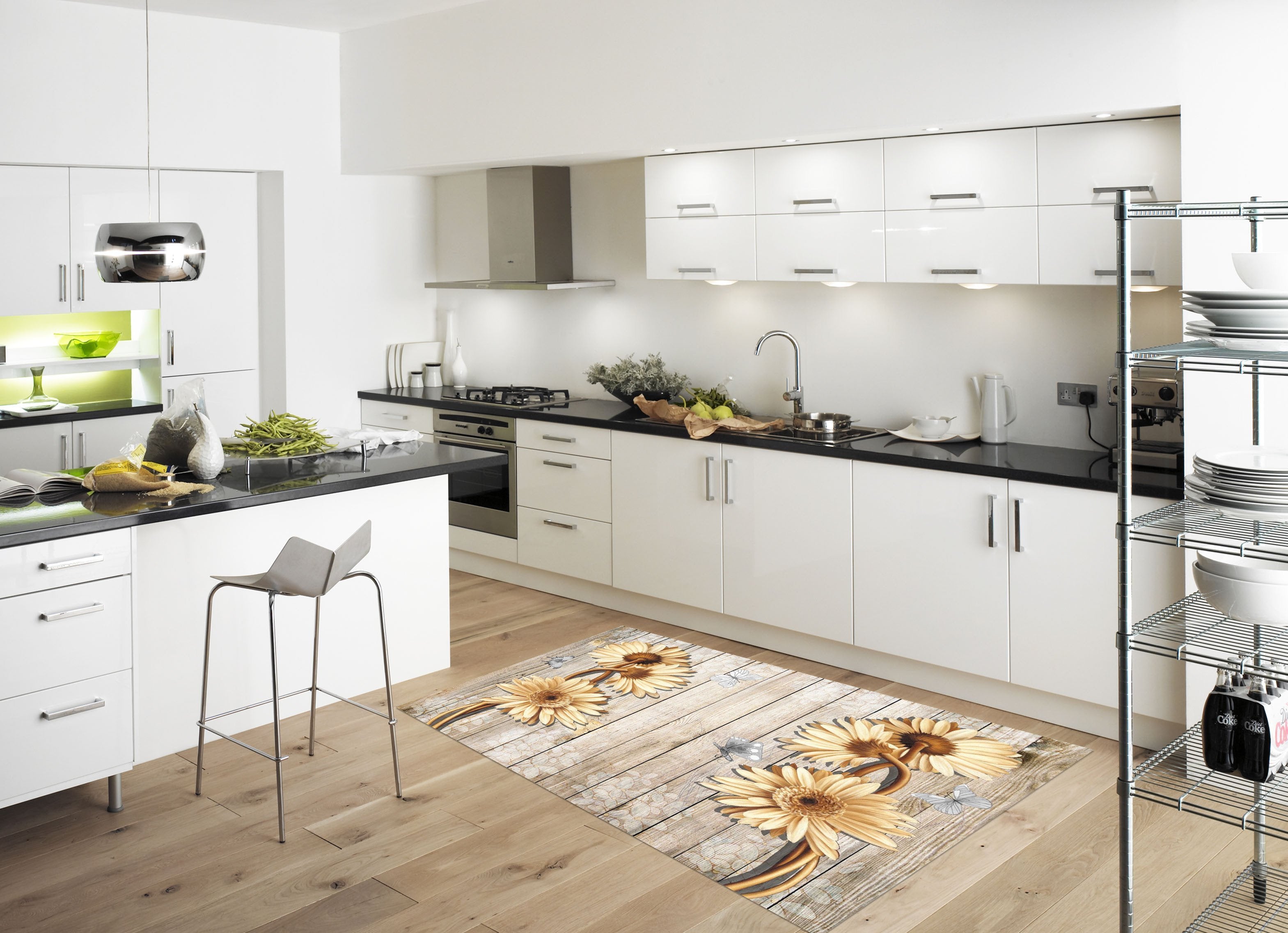 3D Wood Boards Flowers 097 Kitchen Mat Floor Mural Wallpaper AJ Wallpaper