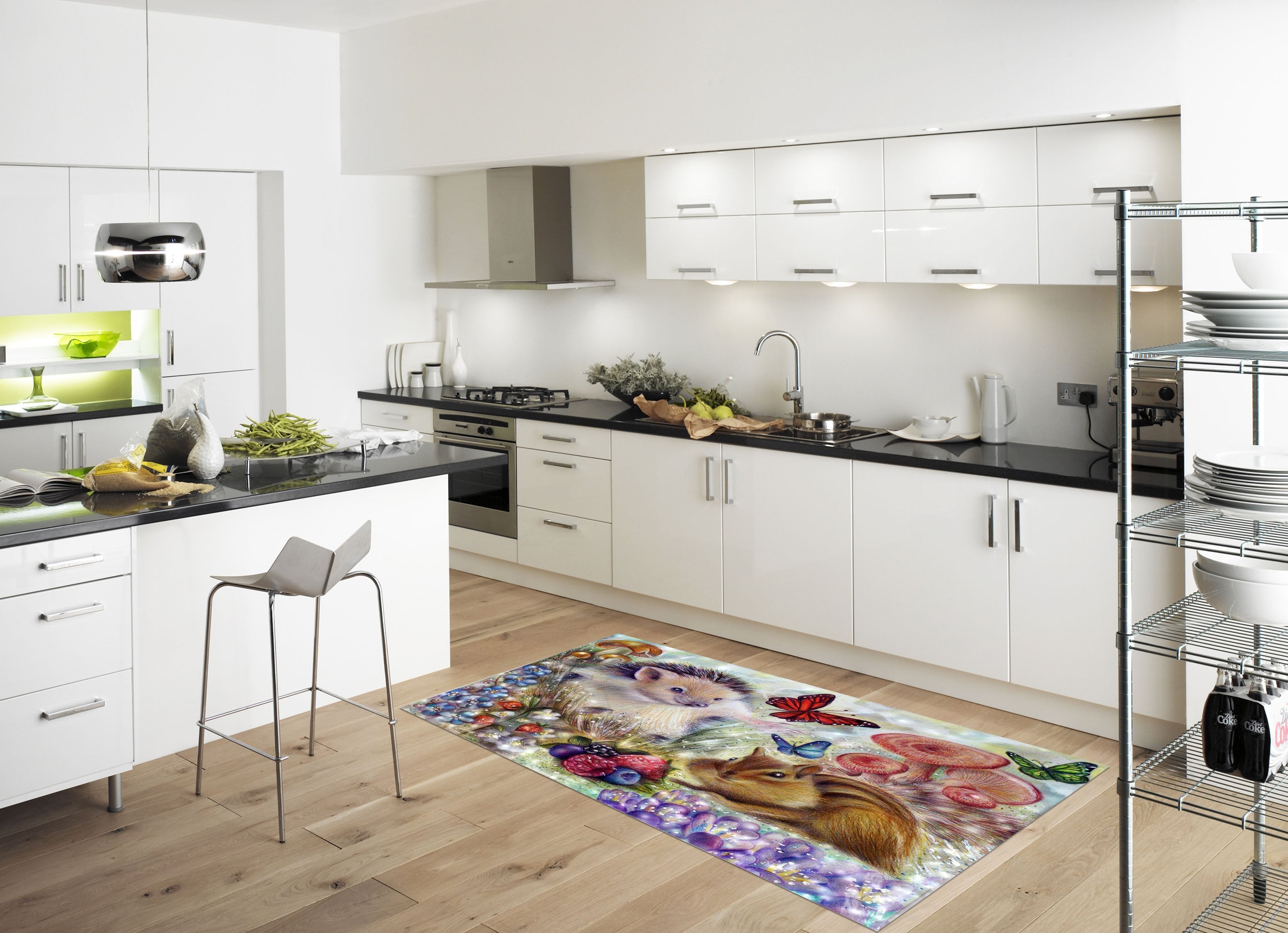 3D Hedgehog And Rabbit 628 Kitchen Mat Floor Mural Wallpaper AJ Wallpaper