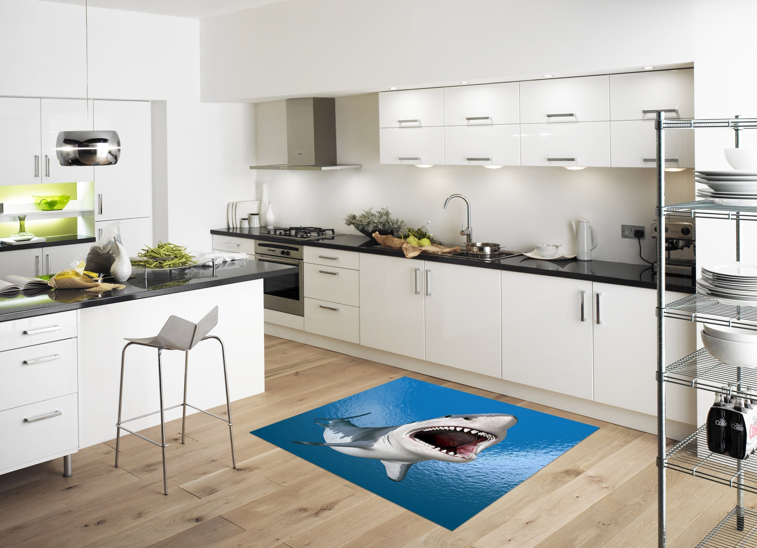 3D Big Shark 020 Kitchen Mat Floor Mural Wallpaper AJ Wallpaper