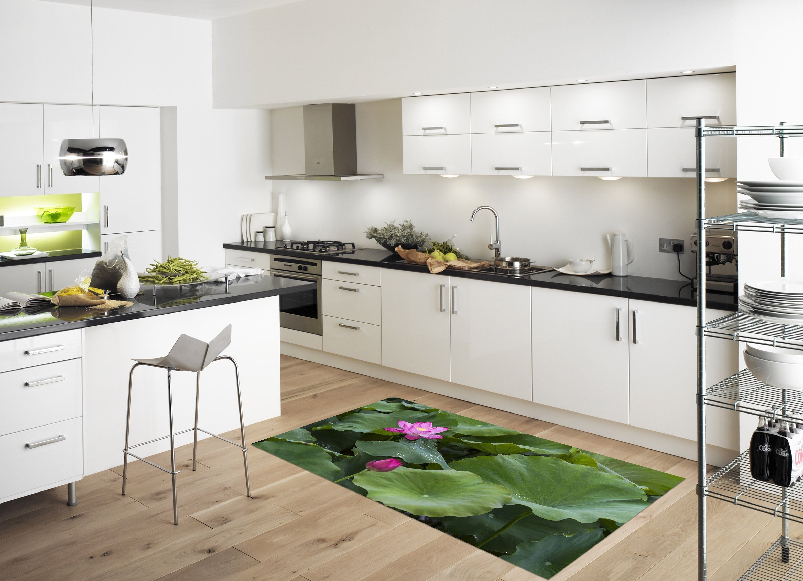 3D Lush Lotus Leaves 555 Kitchen Mat Floor Mural Wallpaper AJ Wallpaper