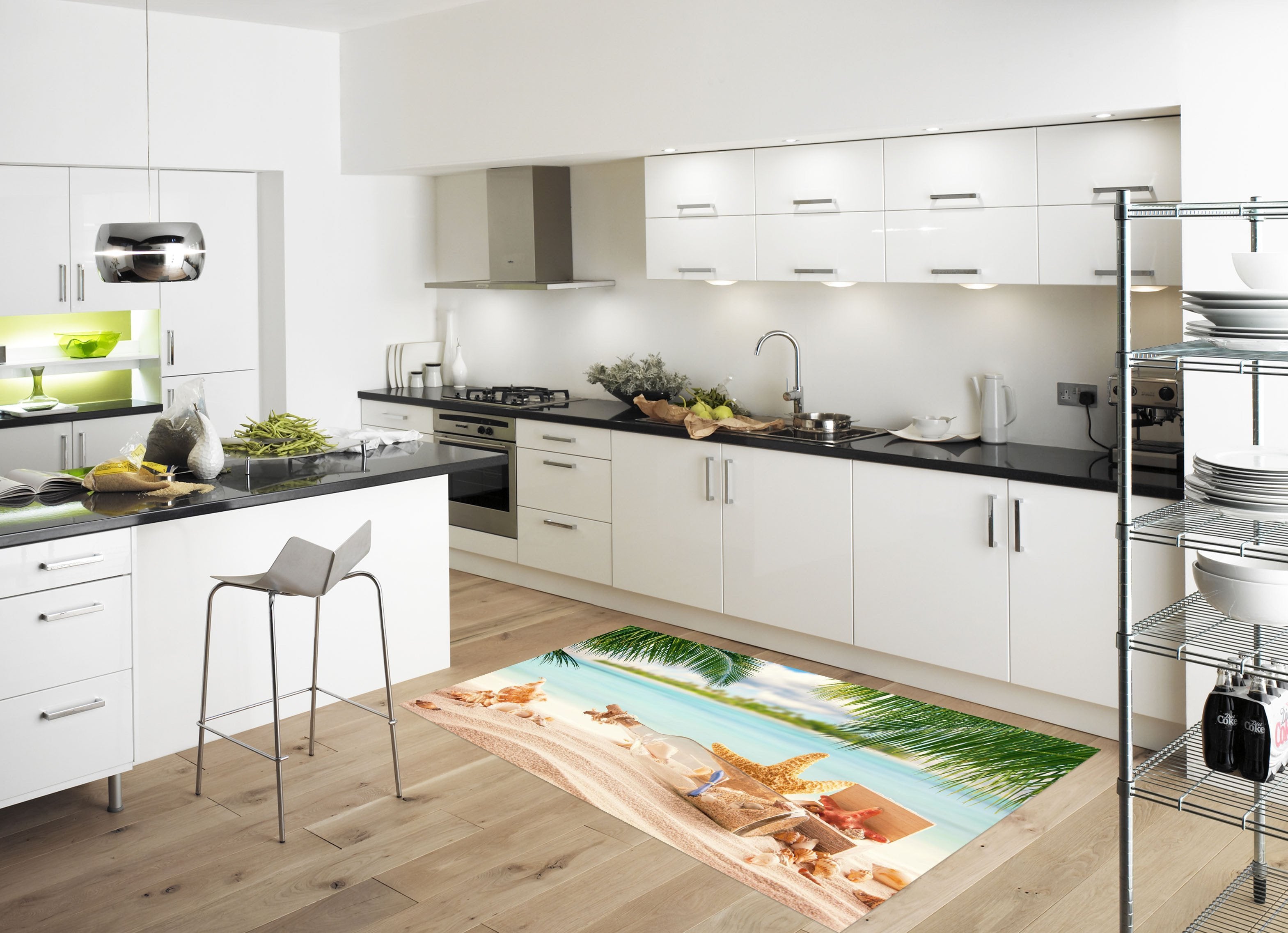 3D Beach Drifting Bottle 091 Kitchen Mat Floor Mural Wallpaper AJ Wallpaper