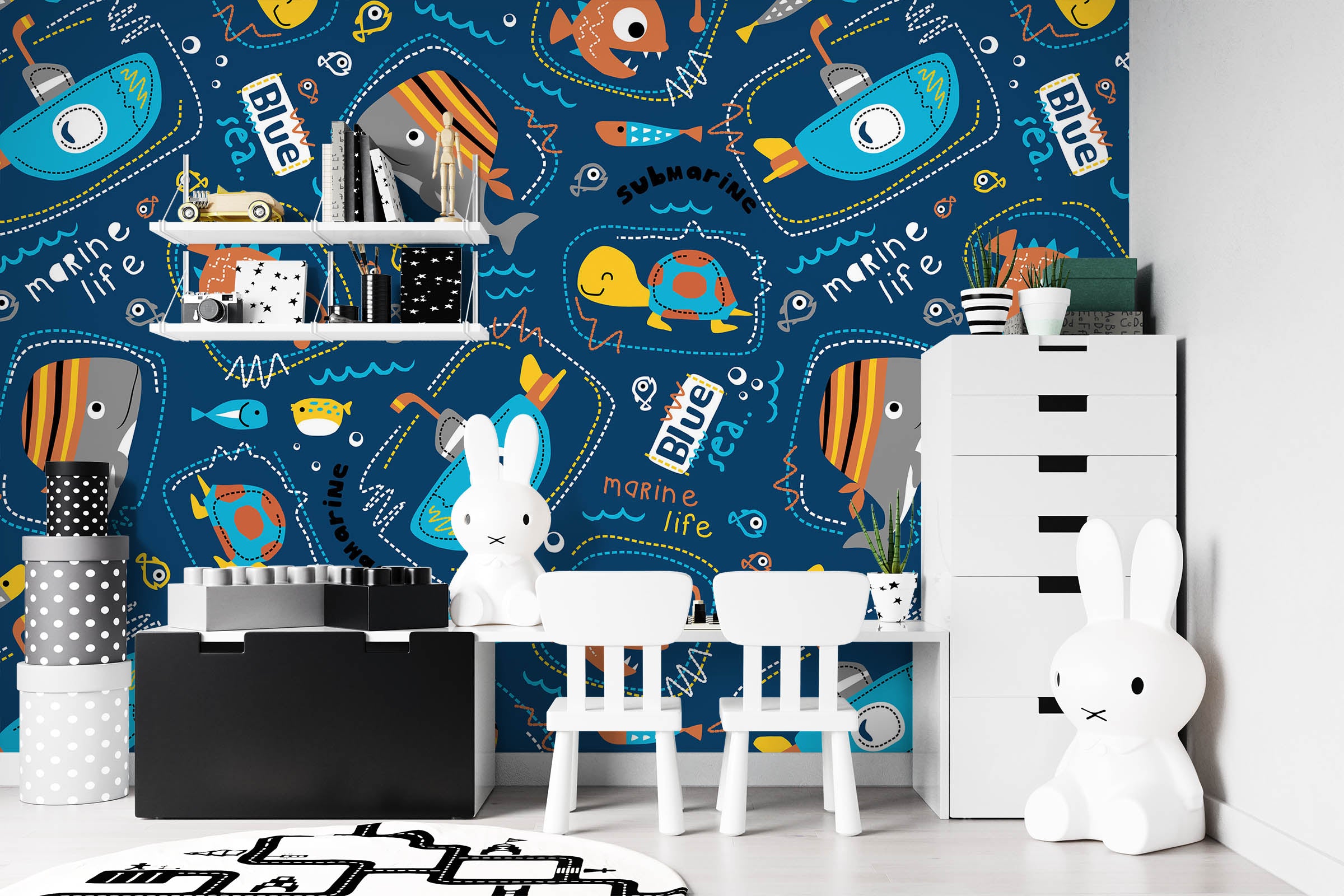 3D Submarine Whale Turtle 57091 Wall Murals