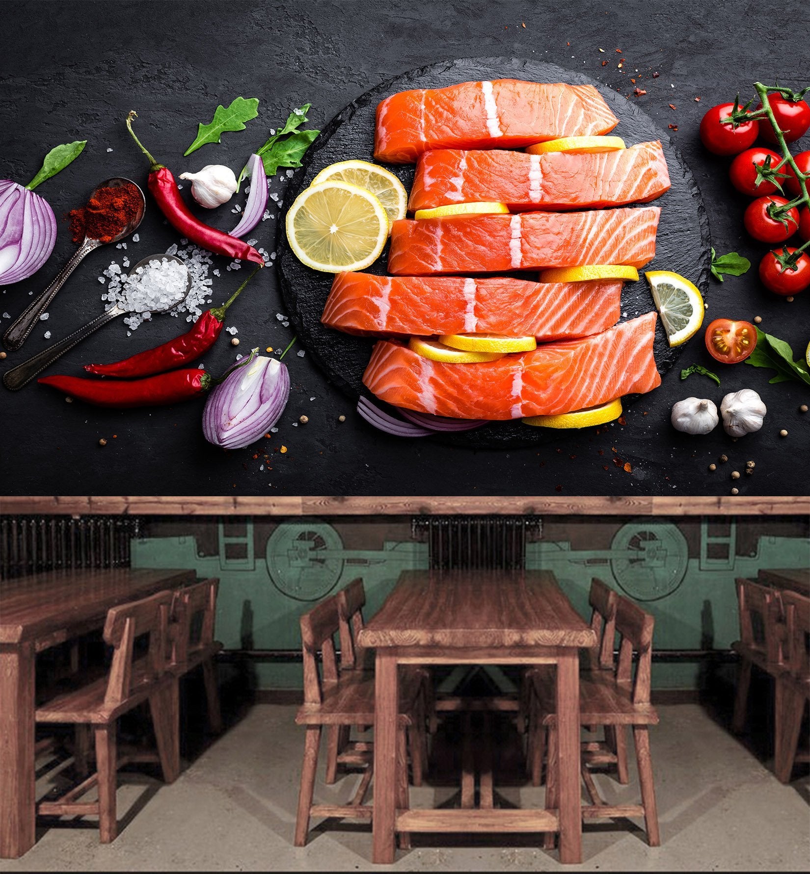 3D Fish Steak Lemon Slices 101 Wallpaper AJ Wallpaper