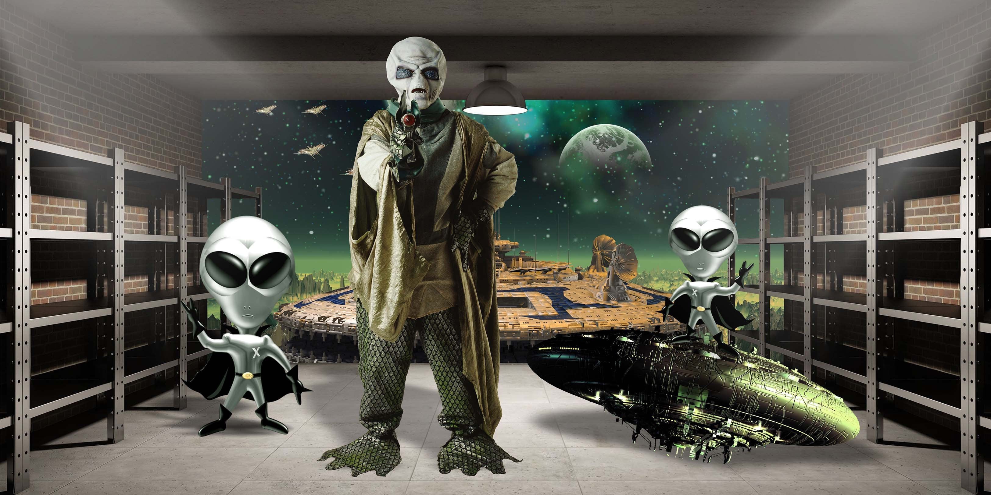 3D Aliens 400 Garage Door Mural Wallpaper AJ Wallpaper