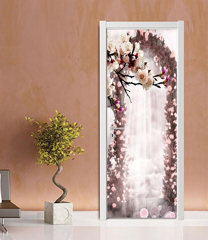 3D beautiful flowers arch 45 door mural Wallpaper AJ Wallpaper