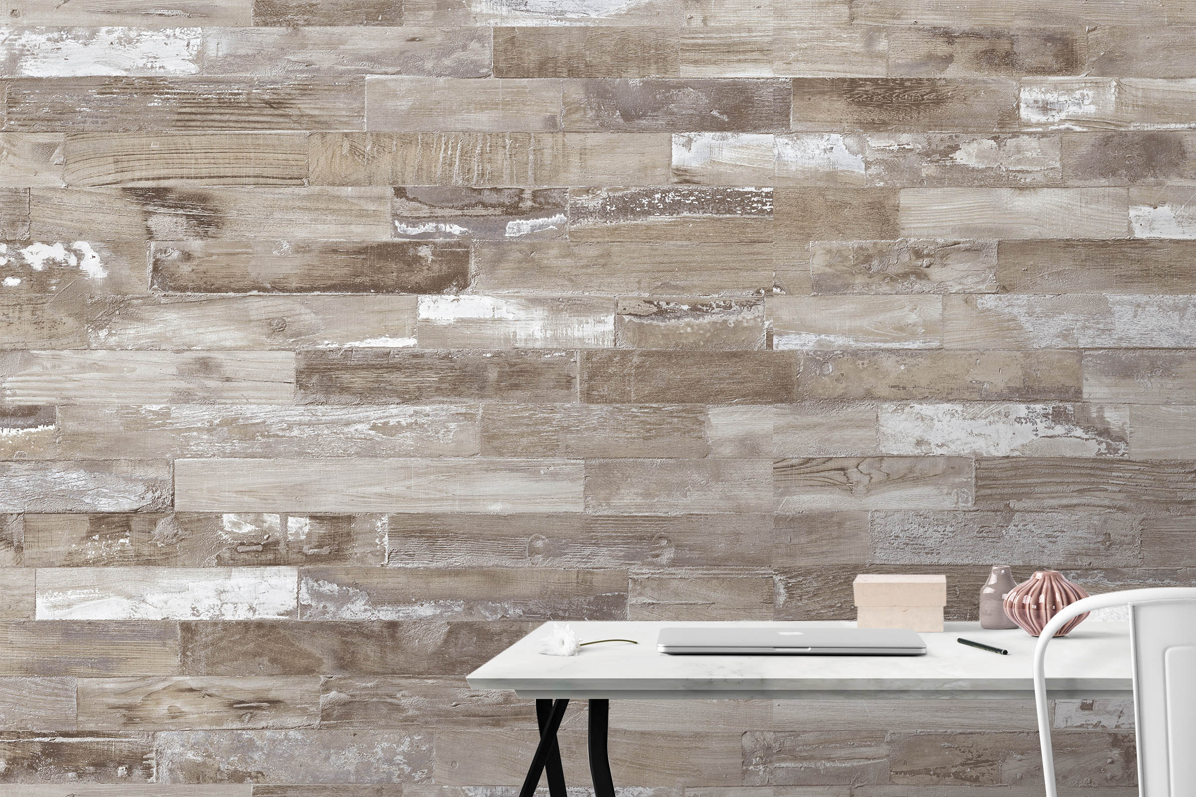 3D Wood White Paint 42 Wall Murals