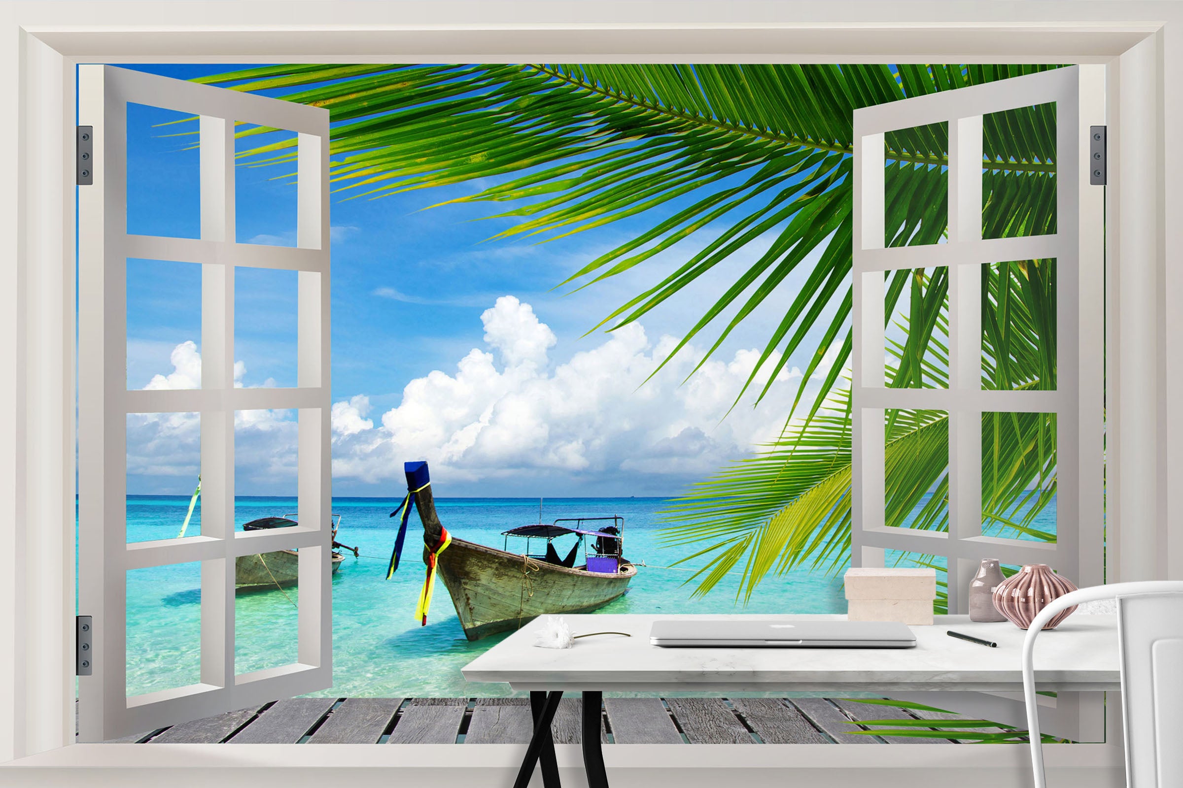 3D ferry Tree Window 1110 Wall Murals