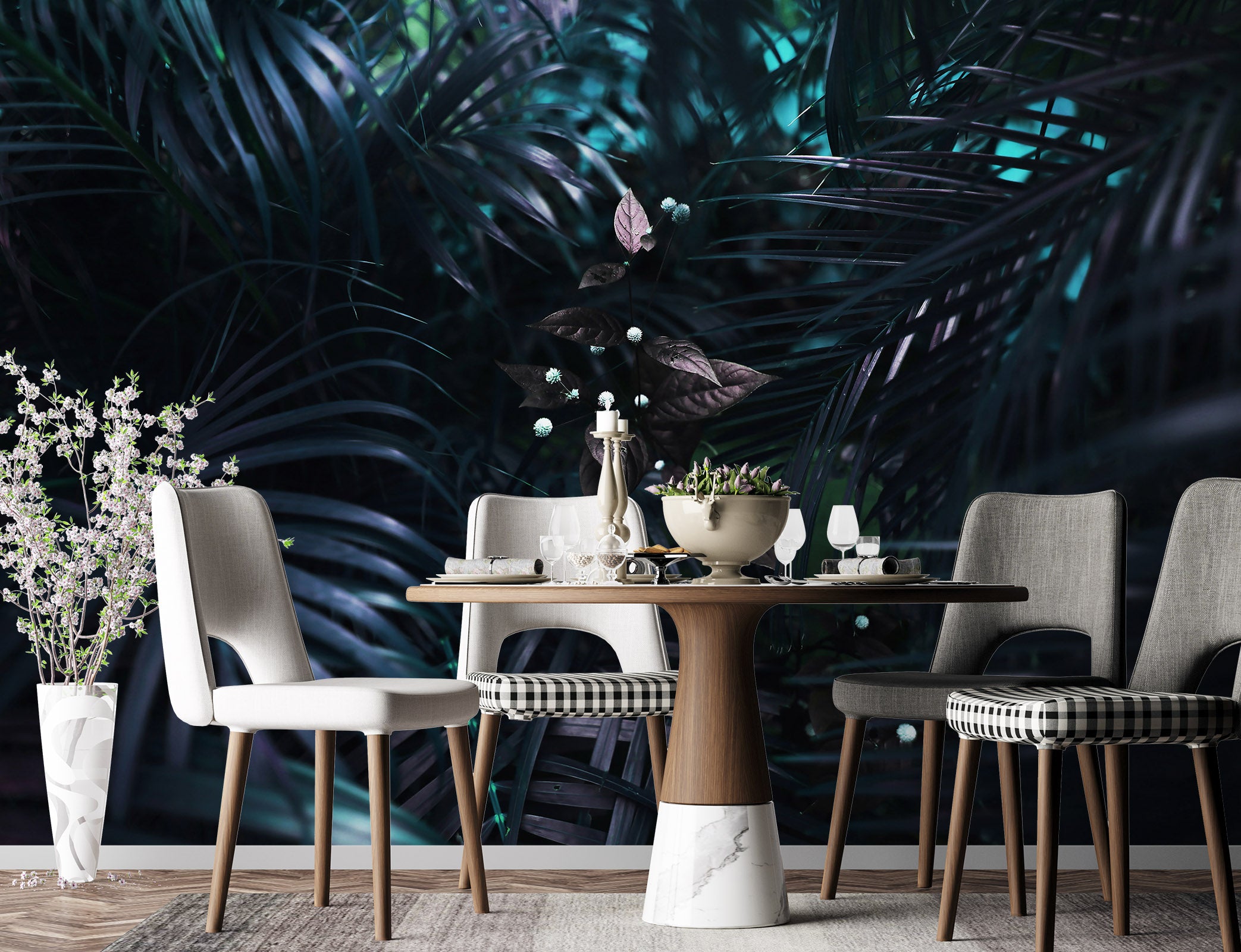 3D Dark Leaves 57164 Wall Murals