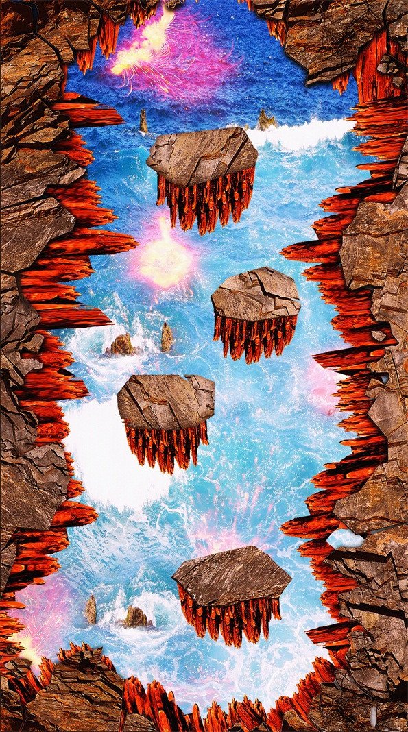 3D Ocean And Volcanics 751 Stair Risers Wallpaper AJ Wallpaper