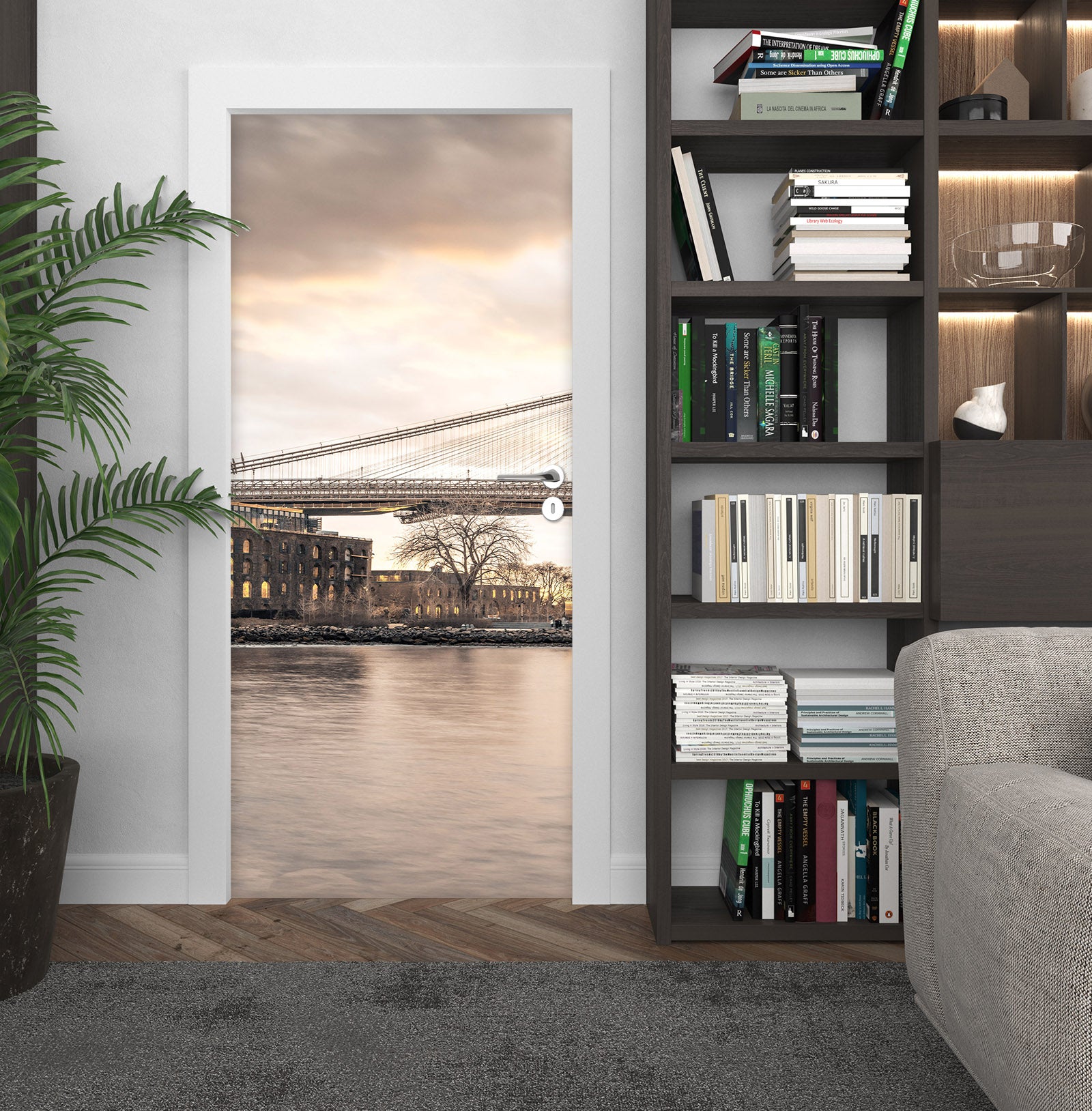 3D River Bridge 106120 Assaf Frank Door Mural