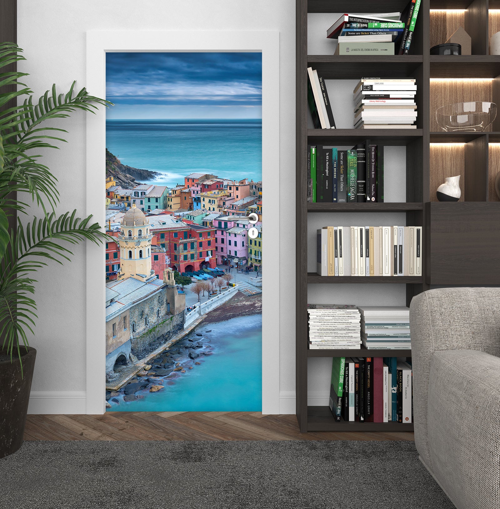 3D Ocean Color Houses 119146 Marco Carmassi Door Mural