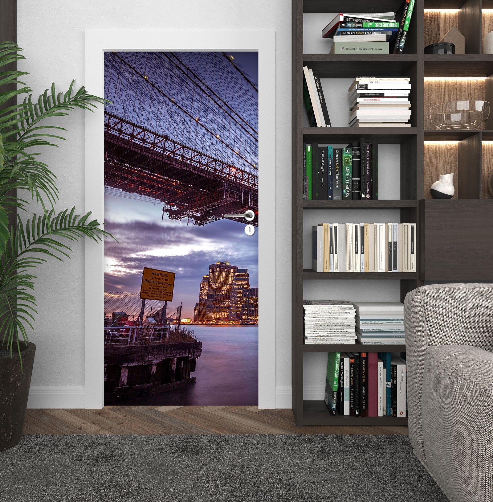 3D River Bridge 10705 Assaf Frank Door Mural