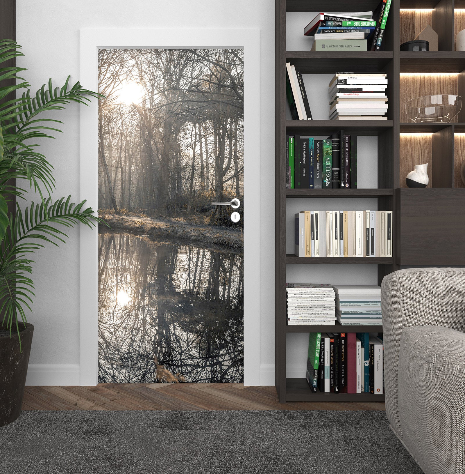 3D Sunlight Creek Tree Shadow 106136 Assaf Frank Door Mural