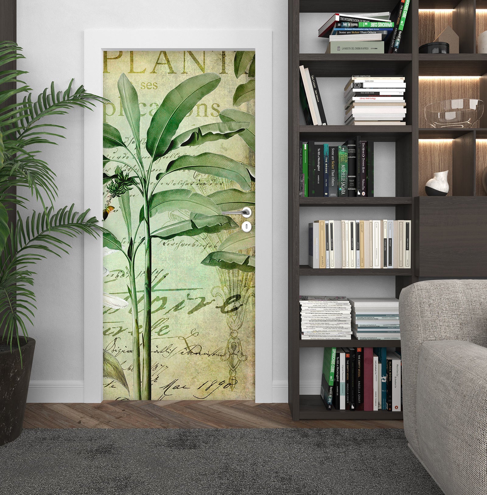 3D Green Leaf Pattern 11920 Andrea Haase Door Mural