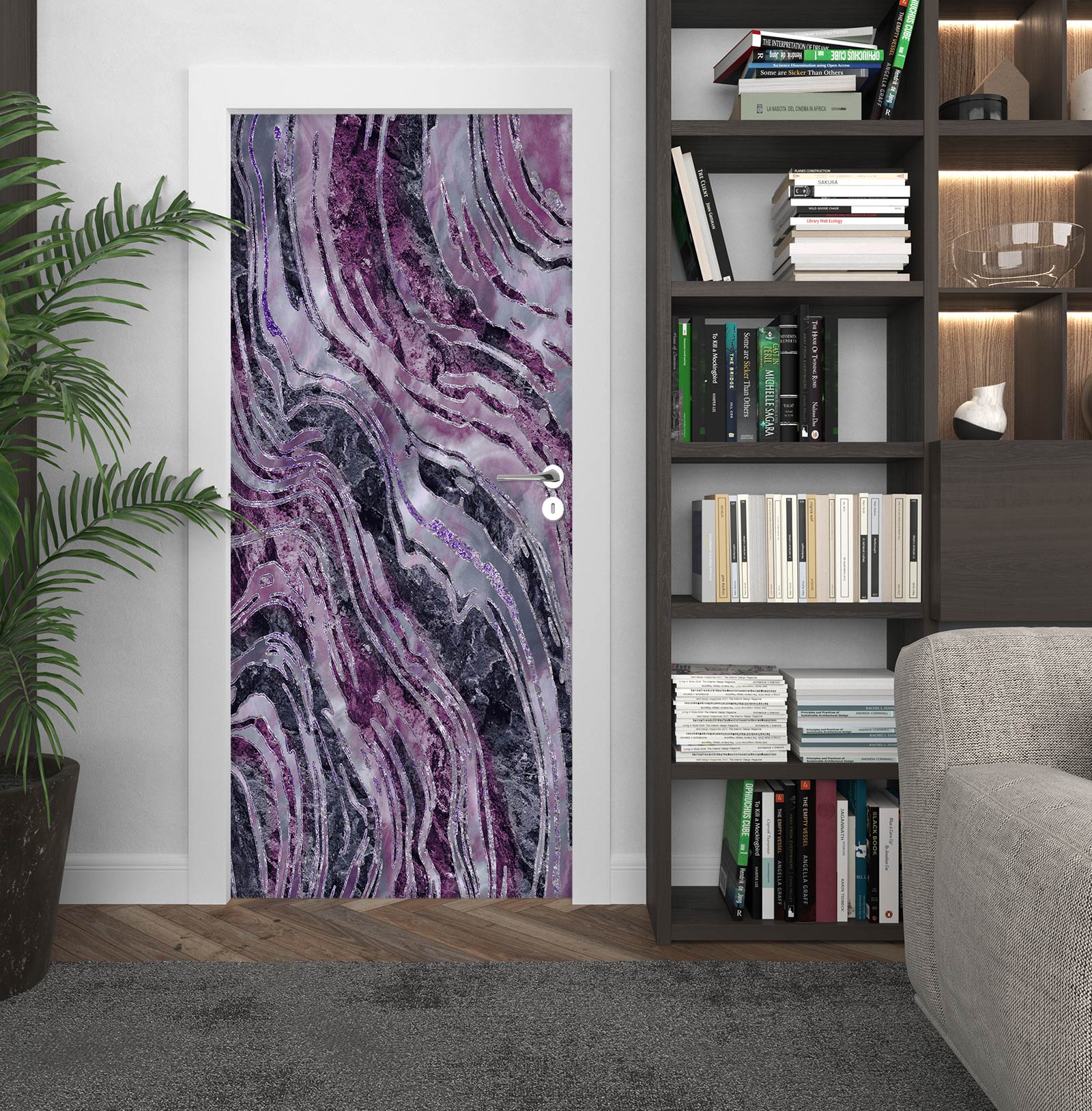 3D Purple Stripes 10296 Andrea Haase Door Mural