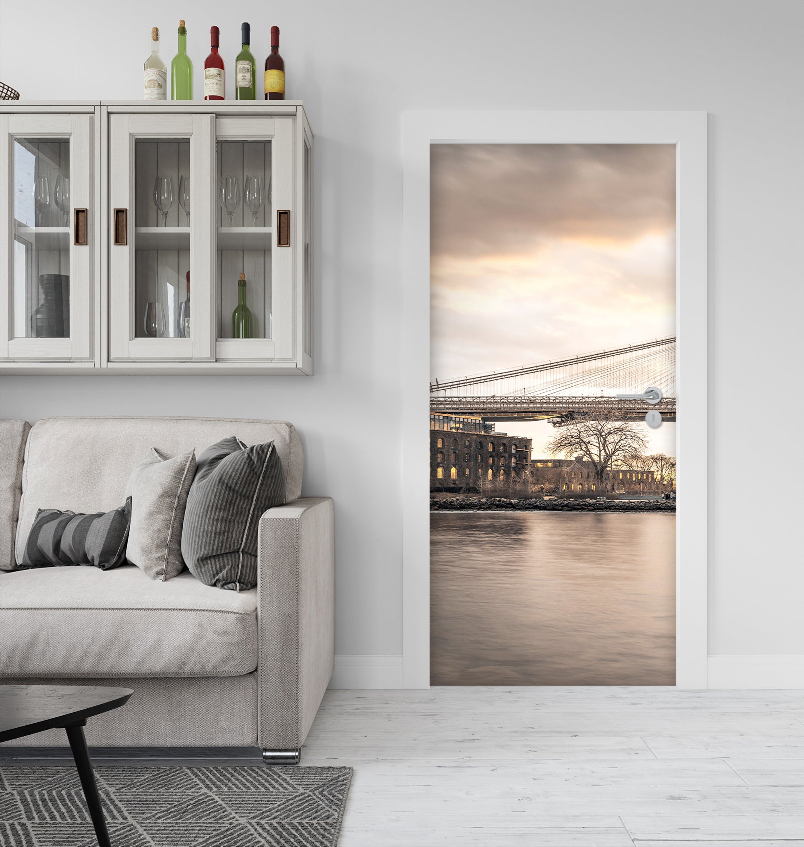 3D River Bridge 106120 Assaf Frank Door Mural