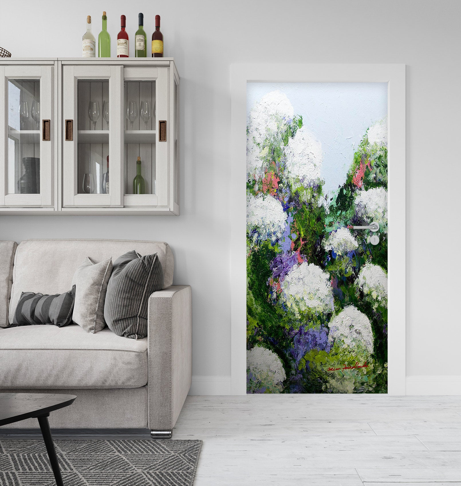 3D Painting White Flowers 93209 Allan P. Friedlander Door Mural
