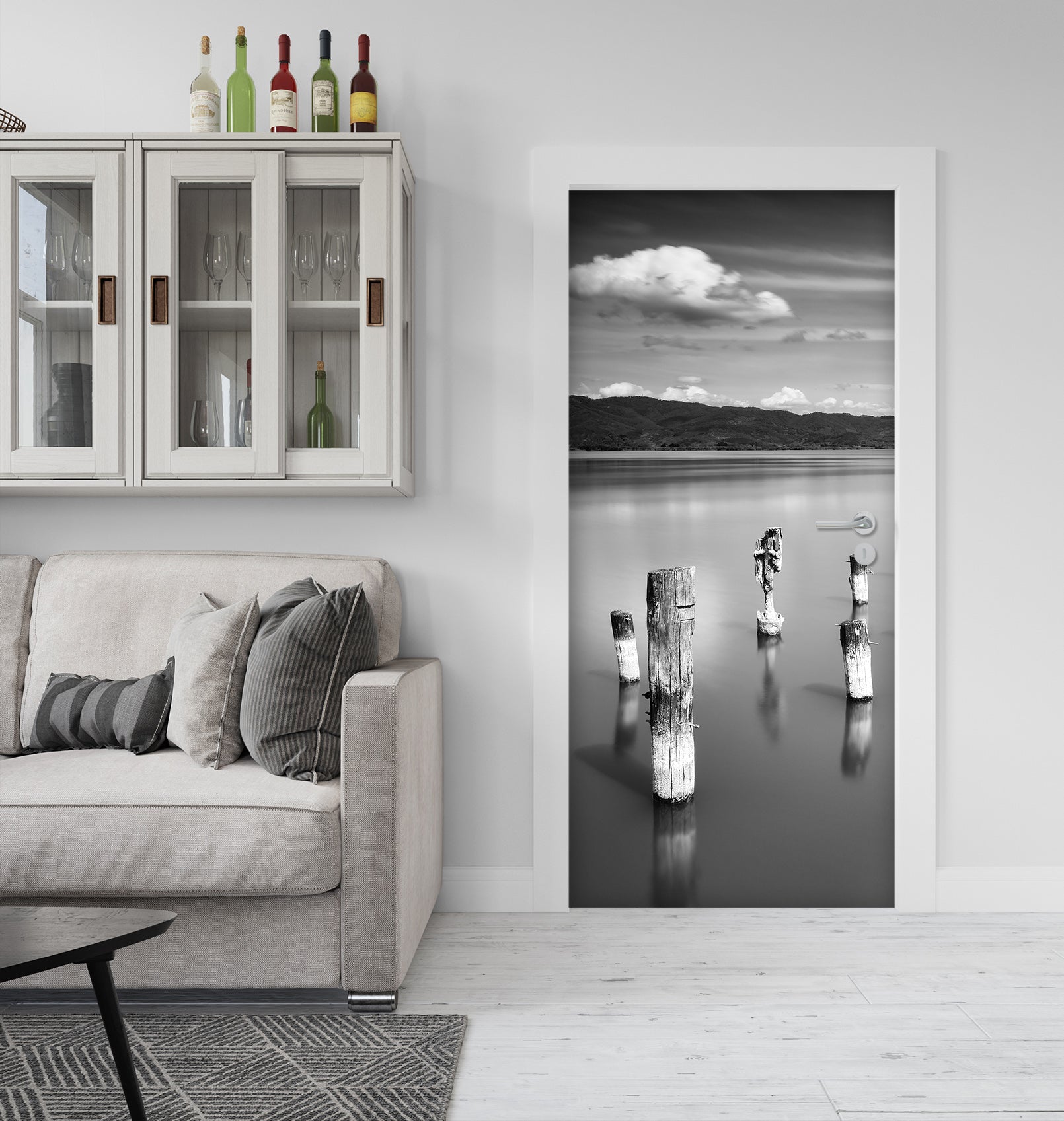 3D Grey Wooden Stake 11965 Marco Carmassi Door Mural