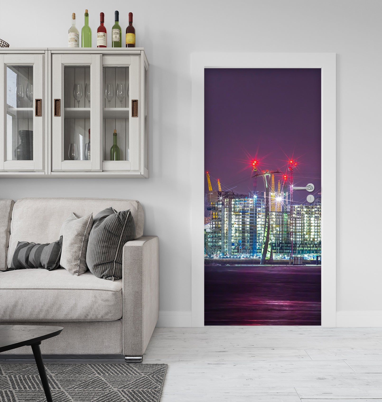 3D Color Building Night 106153 Assaf Frank Door Mural