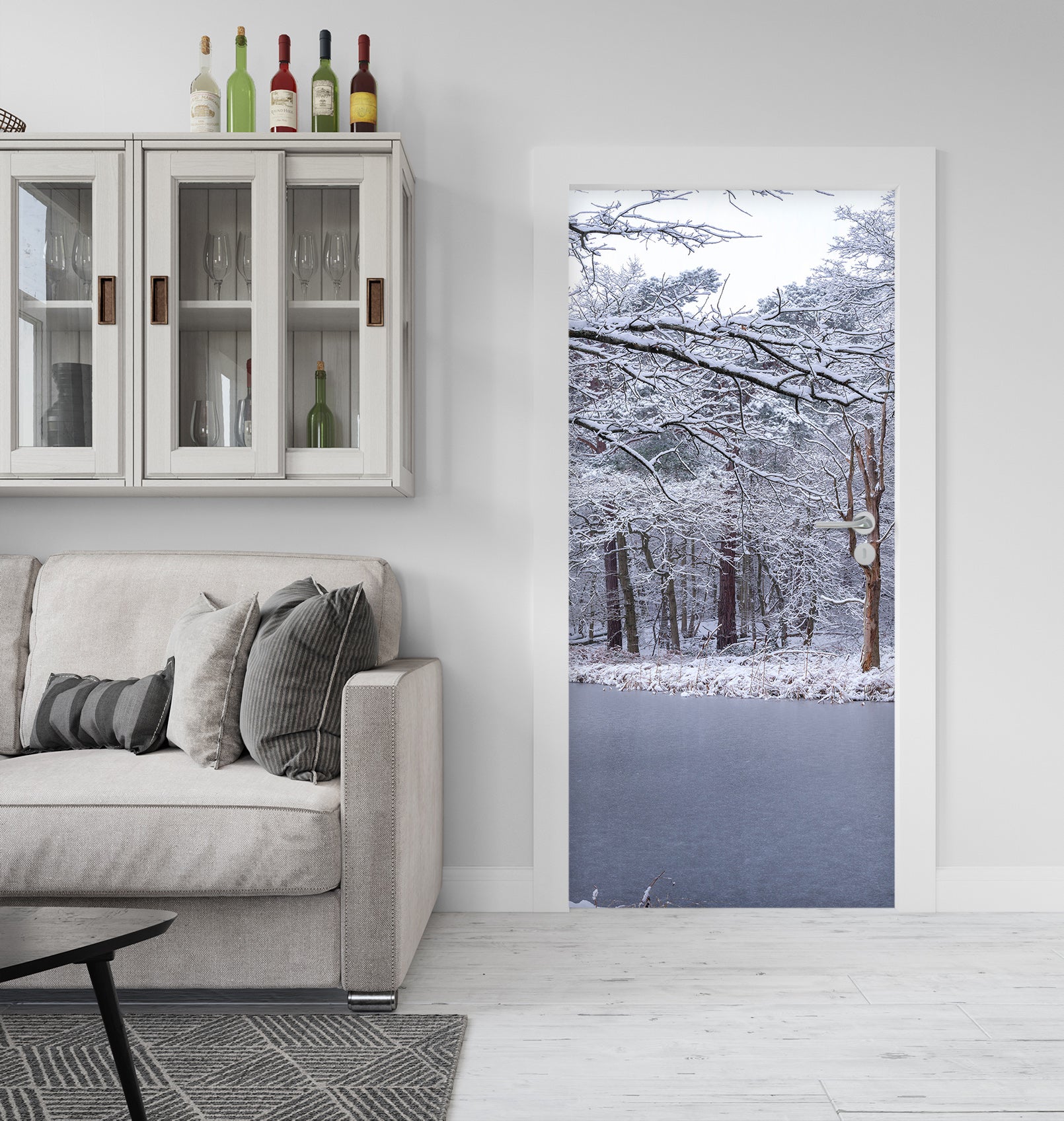 3D River Snow Tree 106207 Assaf Frank Door Mural