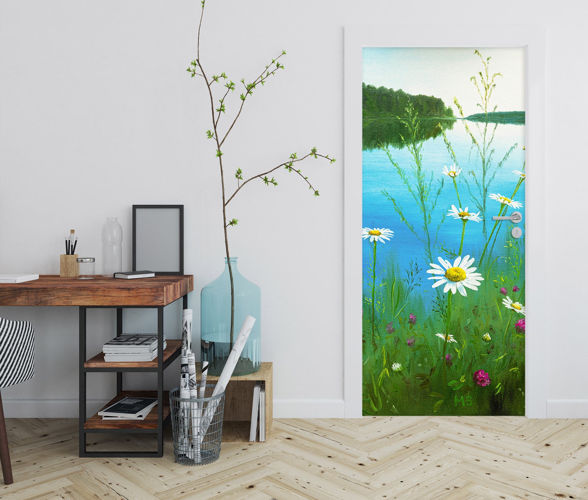 3D Riverside Grass 9430 Marina Zotova Door Mural