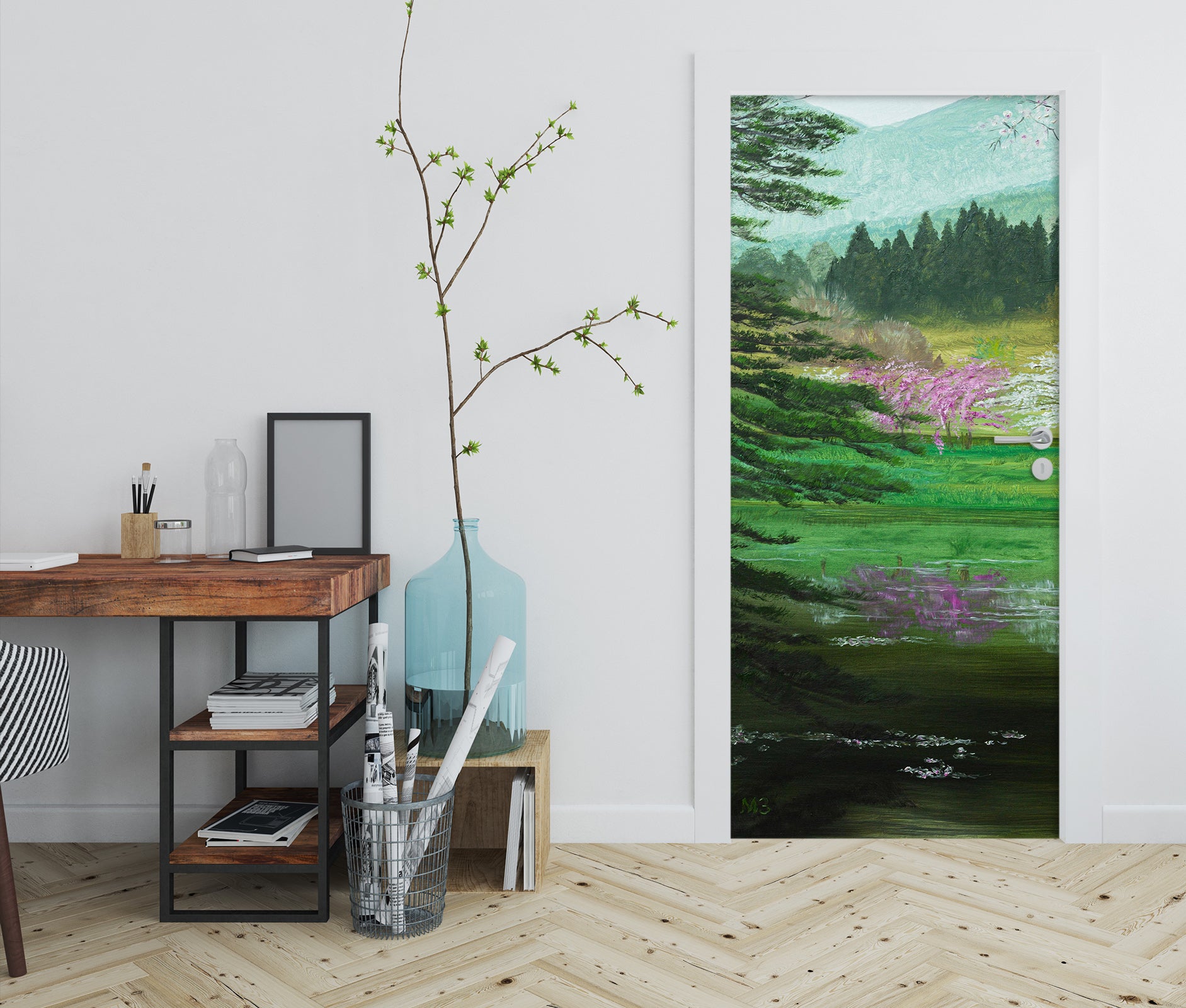 3D Lawn Trees Woods 9441 Marina Zotova Door Mural