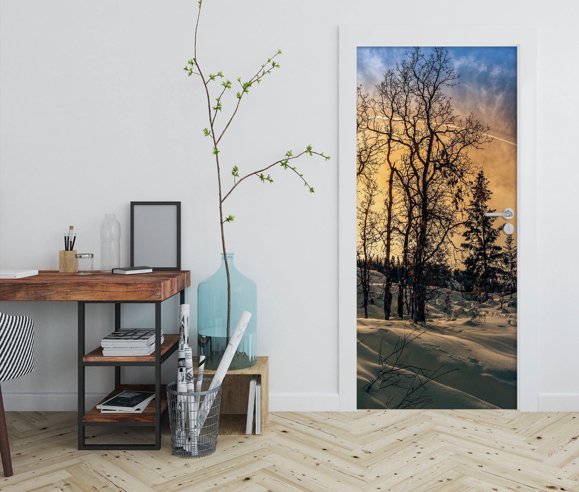 3D Tree Snow 10842 Beth Sheridan Door Mural