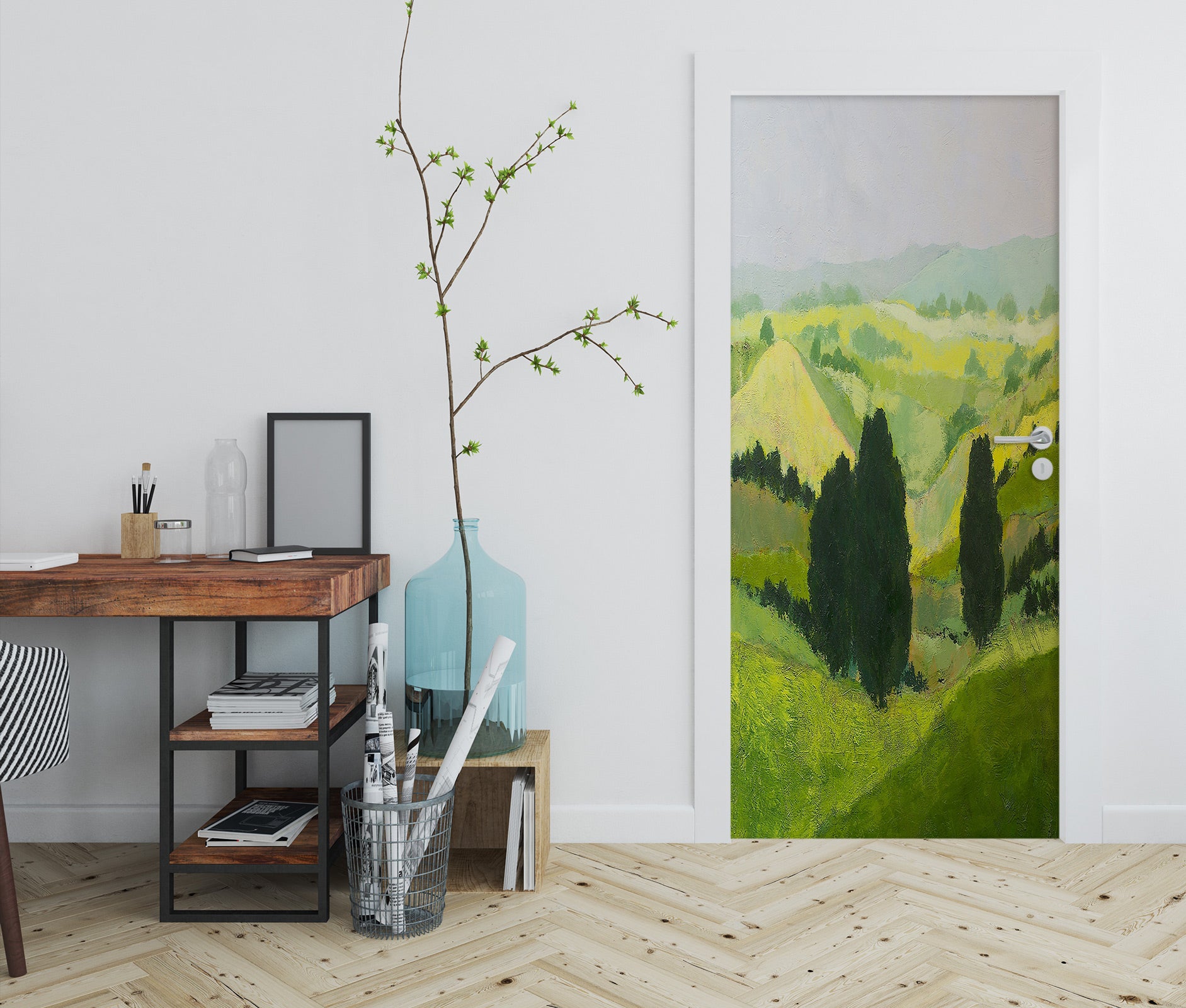 3D Green Lawn Hillside Trees 9361 Allan P. Friedlander Door Mural