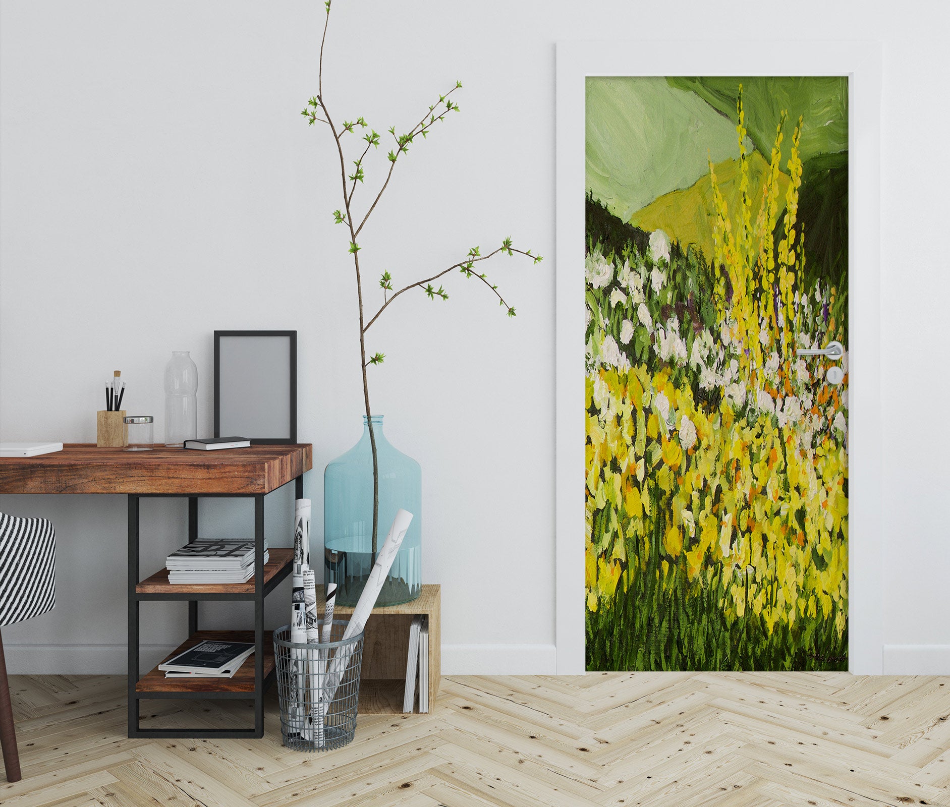 3D Yellow Flower Bush Lawn 93145 Allan P. Friedlander Door Mural