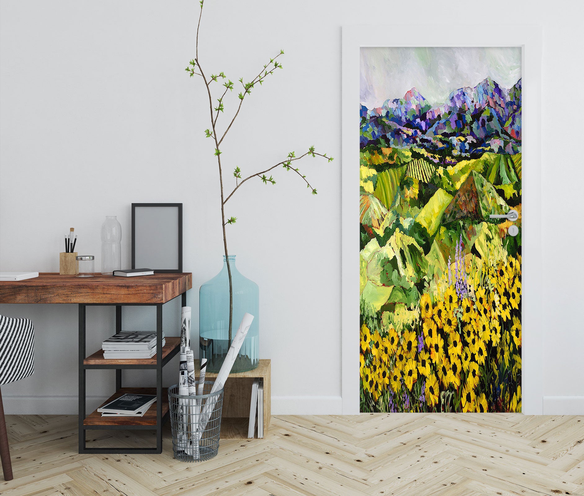 3D Hillside Mountains Yellow Daisies 9342 Allan P. Friedlander Door Mural
