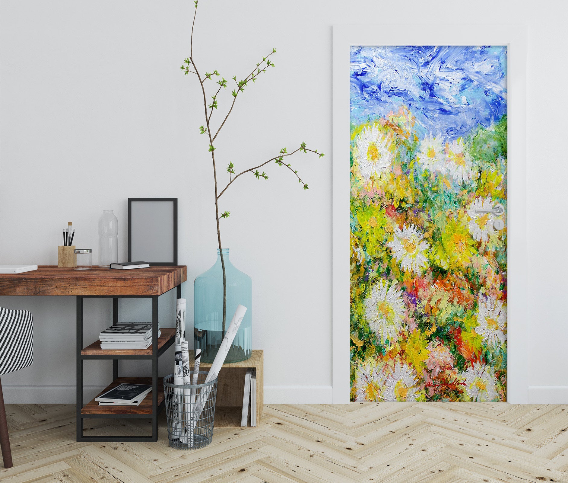 3D Yellow Flowers Sky Painting 93205 Allan P. Friedlander Door Mural