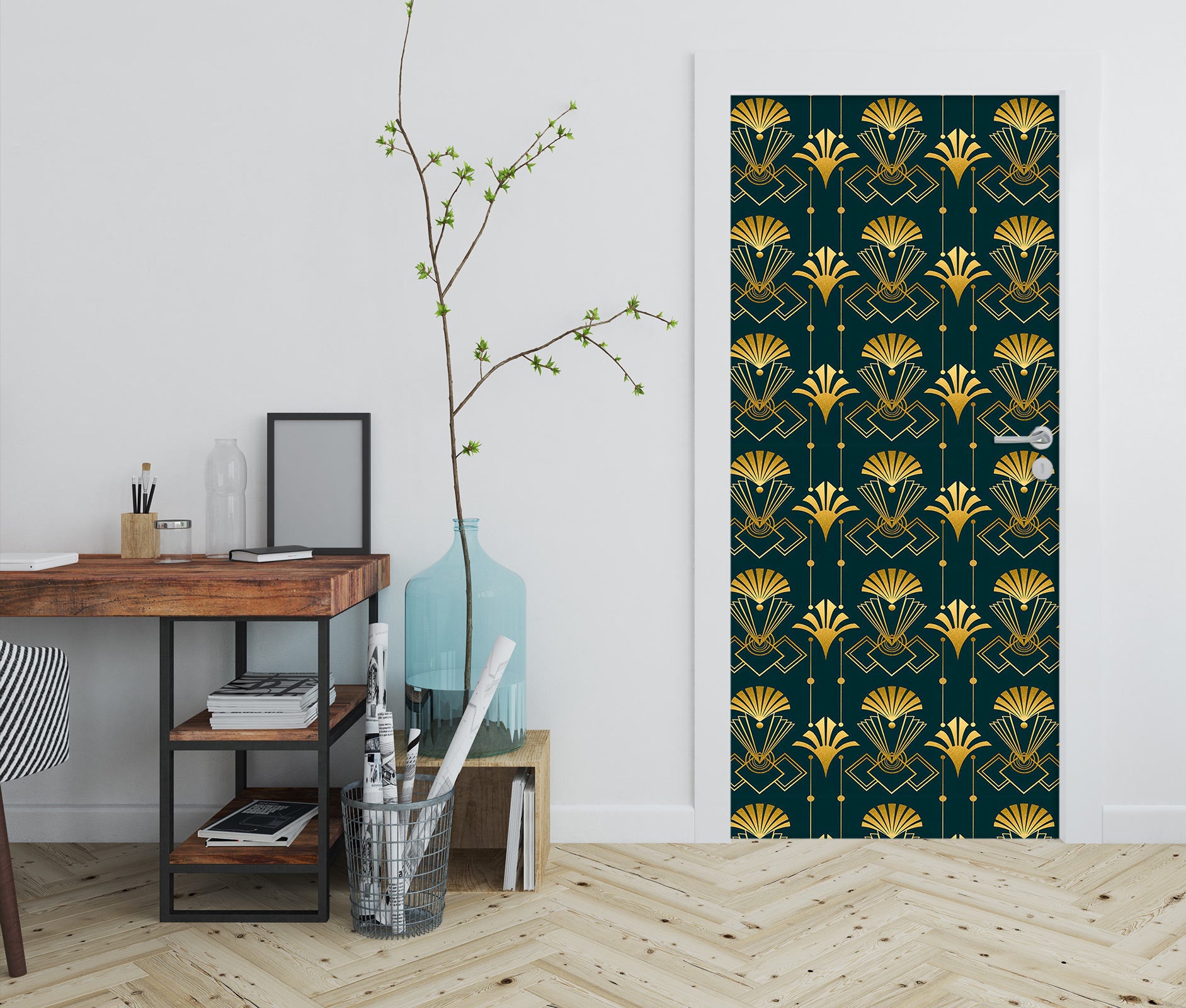 3D Golden Fan Pattern 10274 Andrea Haase Door Mural