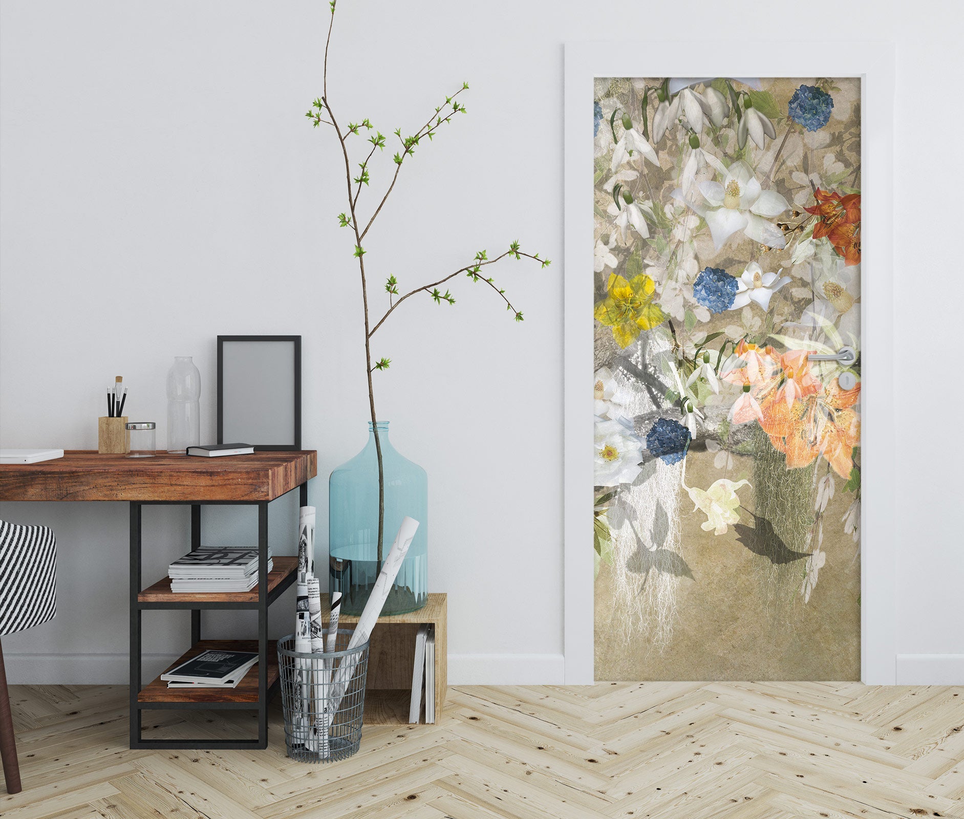 3D Flowers Pattern 10852 Beth Sheridan Door Mural