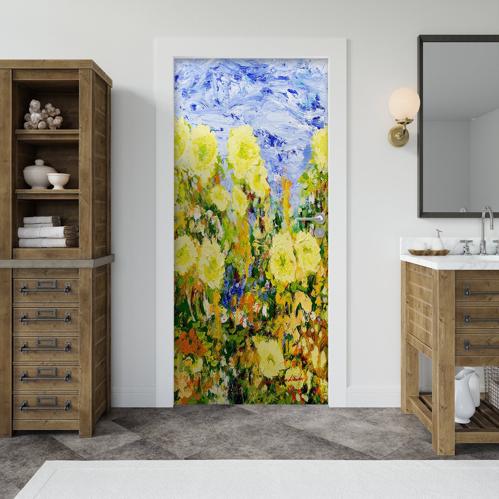 3D Yellow Flowers Painting 93203 Allan P. Friedlander Door Mural