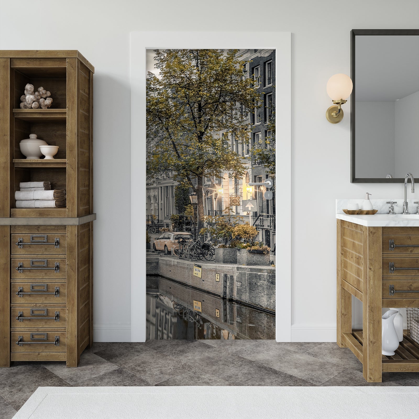 3D Riverside Trees Building 106173 Assaf Frank Door Mural