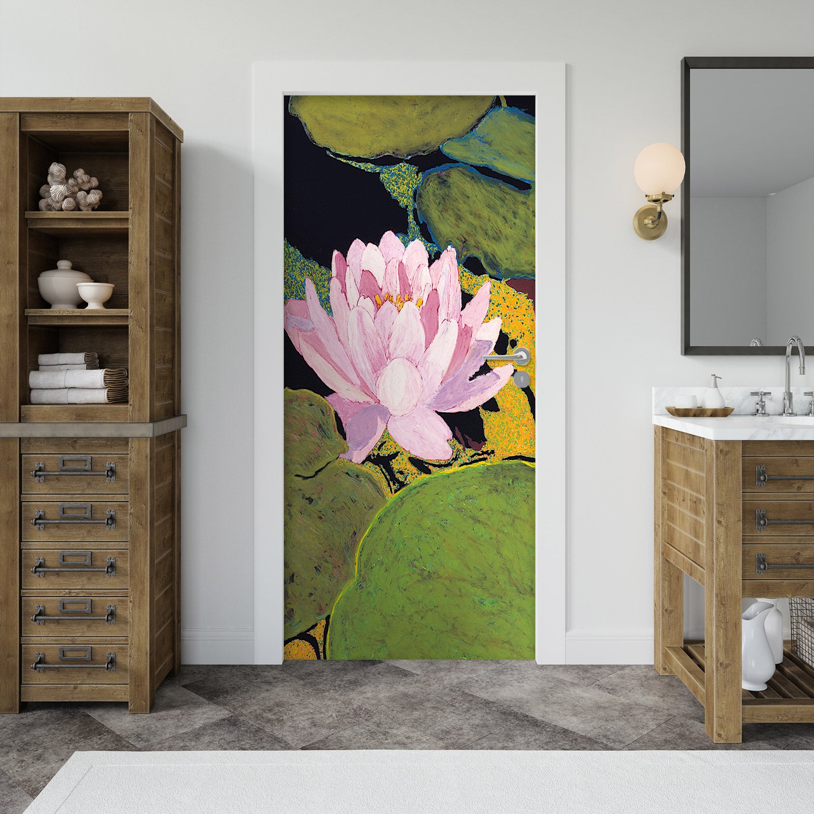 3D Pink Lotus 93229 Allan P. Friedlander Door Mural