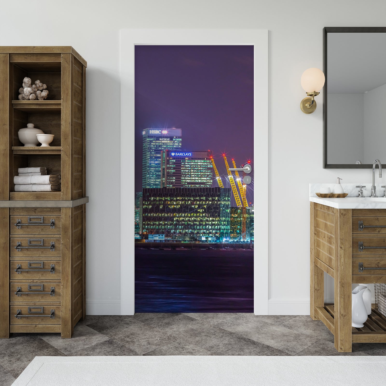 3D Building Color Lights Night 106152 Assaf Frank Door Mural