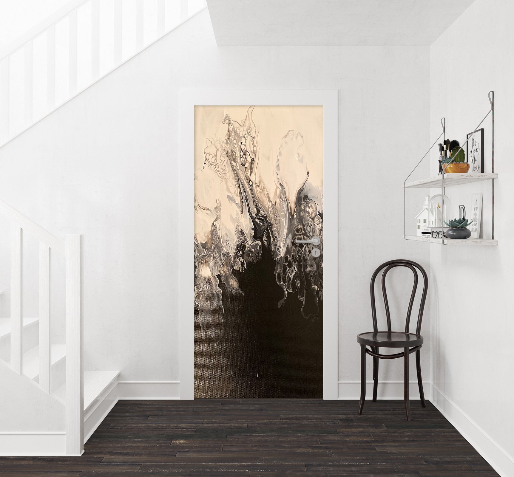 3D Black Ink Texture 9202 Valerie Latrice Door Mural