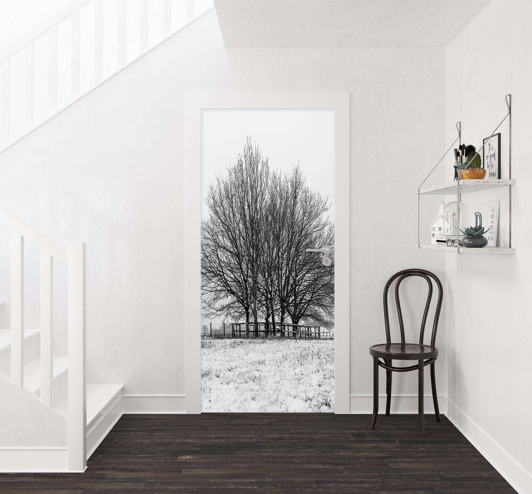 3D Grey Trees Pattern 101212 Assaf Frank Door Mural